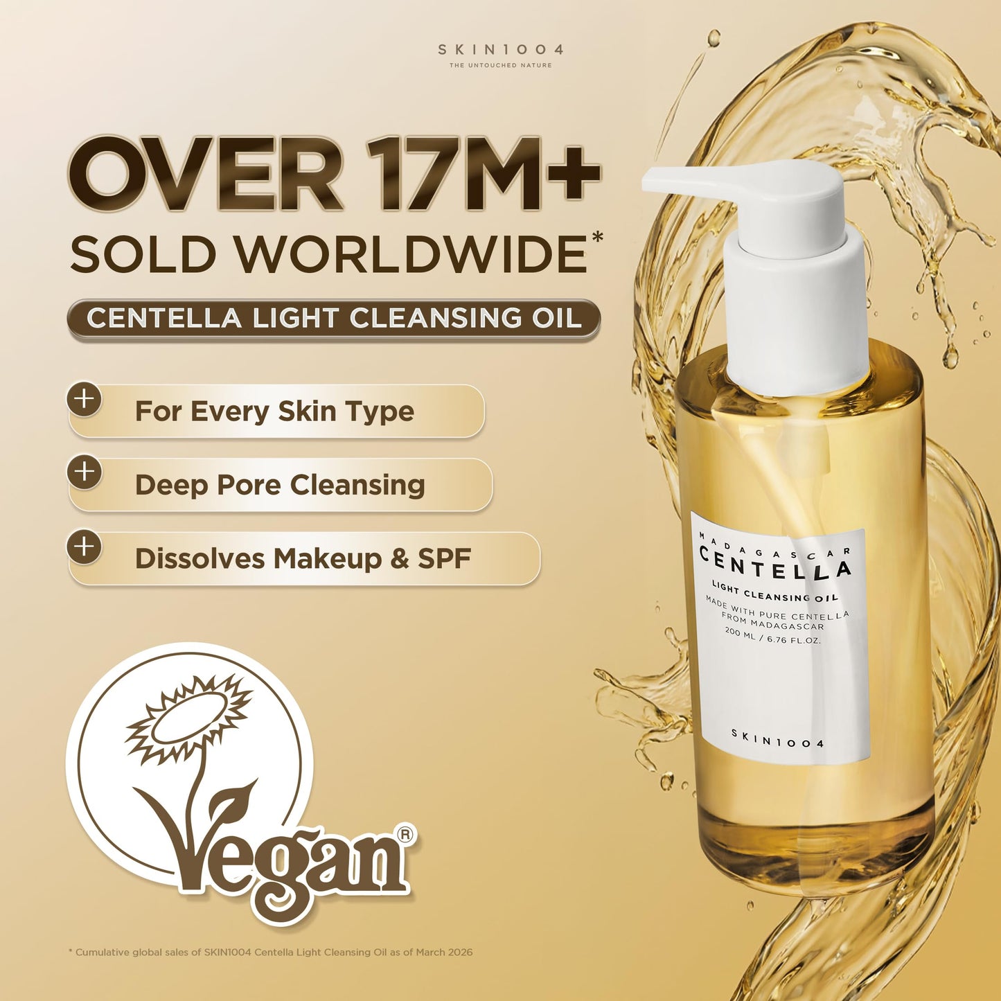 SKIN1004 Madagascar Centella Light Cleansing Oil 6.76 fl.oz, 200ml | Gentle Oil Cleanser for Face, Korean Facial Cleanser, Double Cleansing