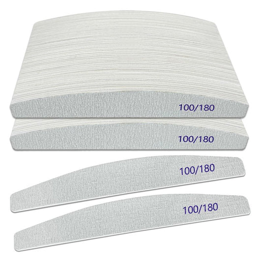 Nail Files (100 Pack), 100/180 Grit Wooden Emery Board Nail File Double Sided Wood Emory Fingernail Files for Natural Nails Professional Reusable Manicure Pedicure Curved