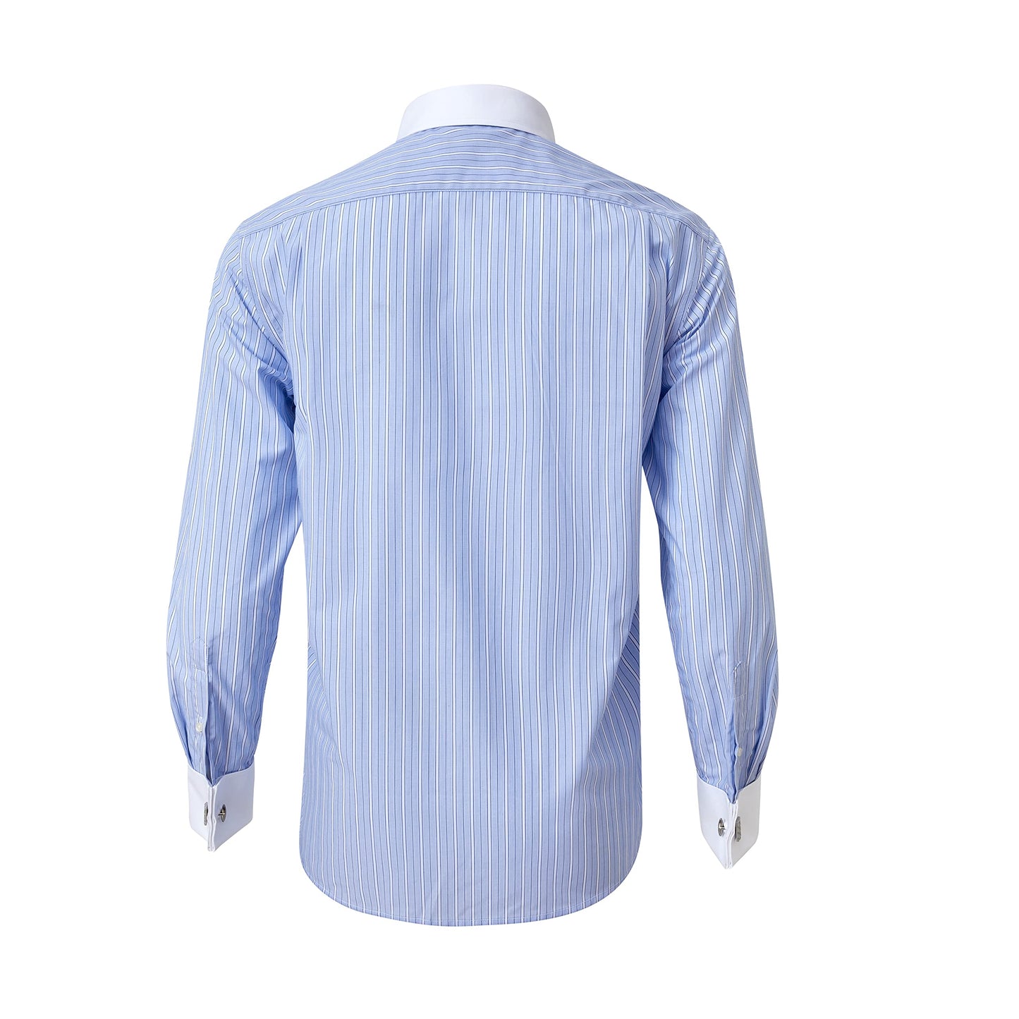 Year In Year Out French Cuff Wrinkle Free Dress Shirt for Men Regular Fit Long Sleeve Wrinkle Resistant Shirt(Blue White 165,3XL)