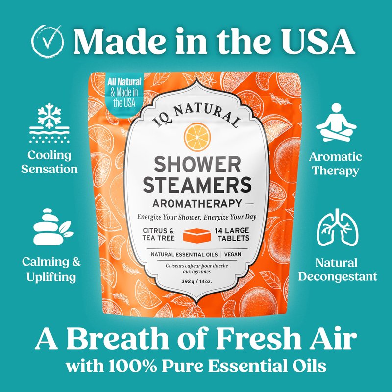 Citrus Shower Steamers Aromatherapy for Women- USA Made - Shower Bombs Aromatherapy for Women, Vapor Shower Tablets, Menthol Shower Scent Steamers Cold and Flu, Organic Shower Steamer