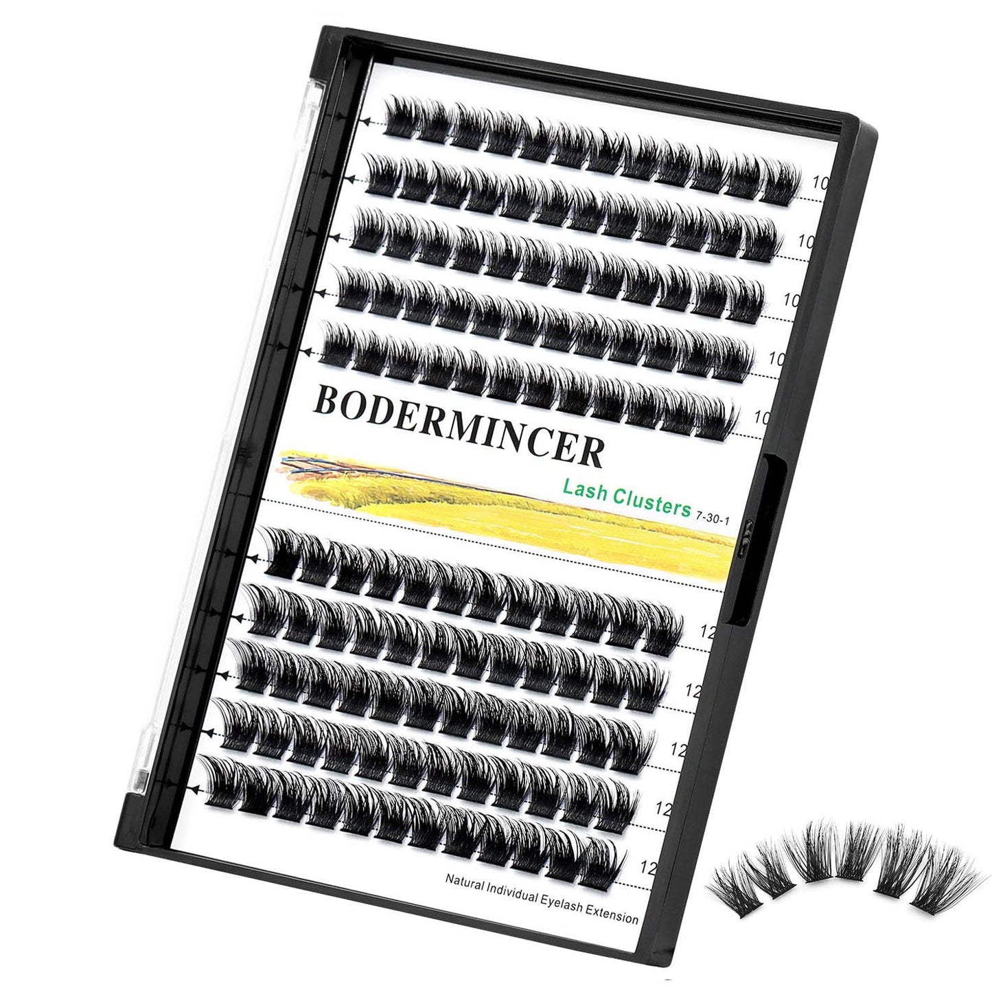 Bodermincer 120 Clusters 10mm+12mm/12mm+14mm Mixed Lash Cluster False Eyelash Individual Cluster EyeLashes Grafting Fake False Eyelashes Eyelash Extension (M01-Black-10mm)