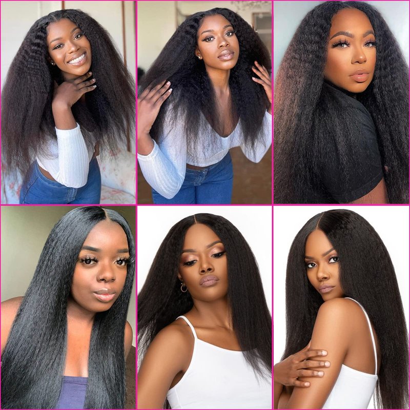 Kinky Straight Bundles Human Hair 18 inch Yaki Straight Hair 1 Bundle 10A Brazilian Kinky Straight Human Hair Weave Extensions For Black Women 100g/bundle Natural Color