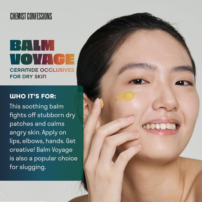 Chemist Confessions Balm Voyage Soothing Occlusives Moisturizer, Protective Face & Body Balm for Dry Skin, 1% Ceramide for Healthy Moisture Barrier- .85 Fl oz tube