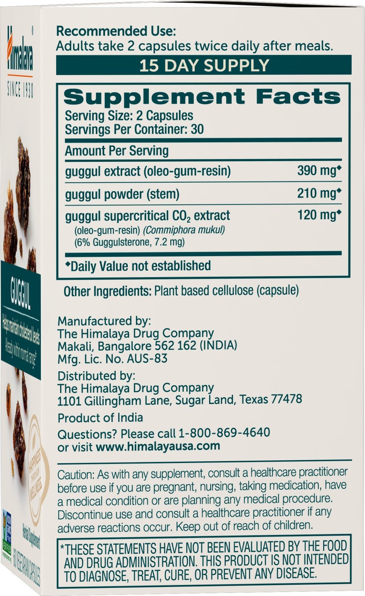 Himalaya Guggul Supplement, HDL & LDL Support,720 mg, 60 Capsules, 2 Pack