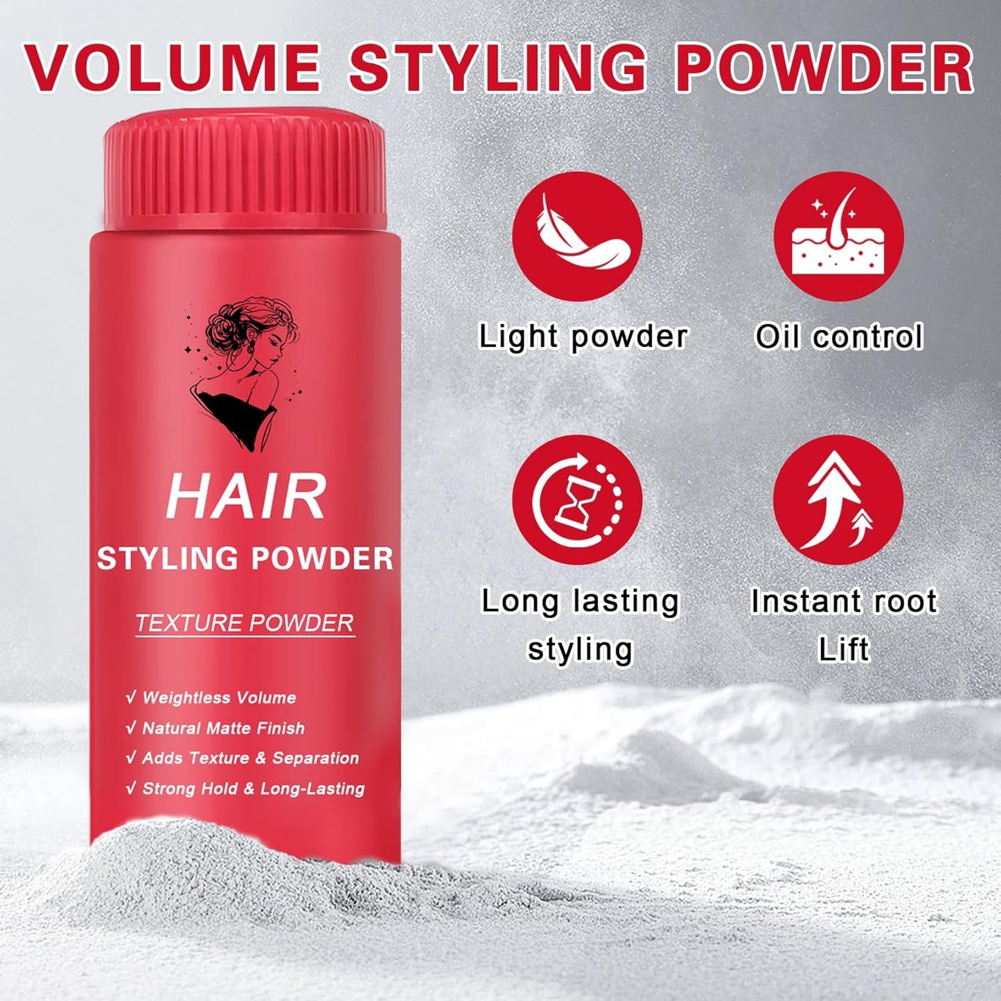 DAMUSI Hair Texture Styling Powder - Mattifying Volume Powder for Men & Women | Strong Hold, Easy Application, 0.52 Oz