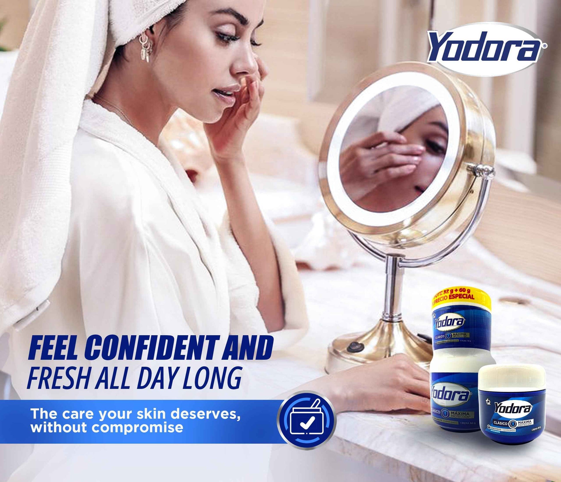 Two-pack for long-lasting freshness 60 gr - Yodora Clásico Cream Deodorant – Gentle Formula Formula for Sensitive Skin – Hydrating and Vegan Deodorant – 24-Hour Protection.