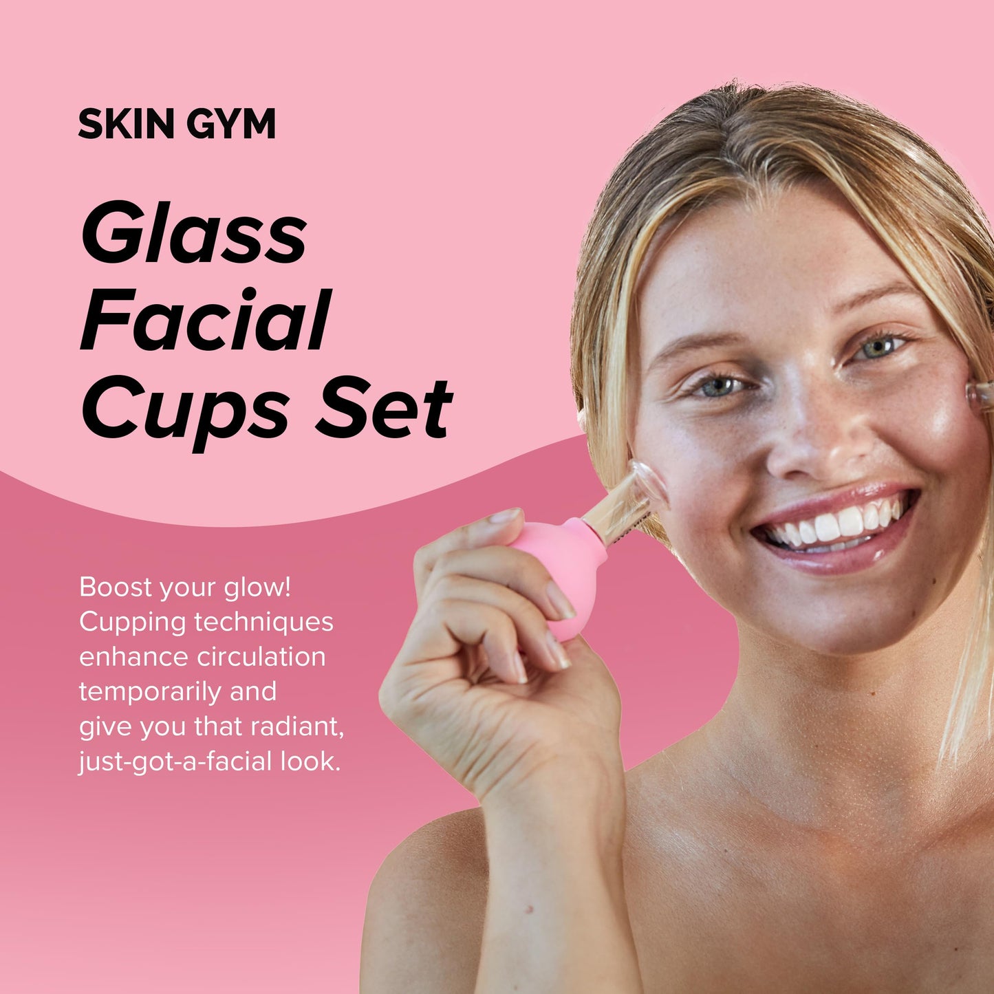 SKIN GYM Facial Cupping Set for Face and Body | Silicone Vacuum Suction Glass Facial Massage Cups | 2-Piece Set