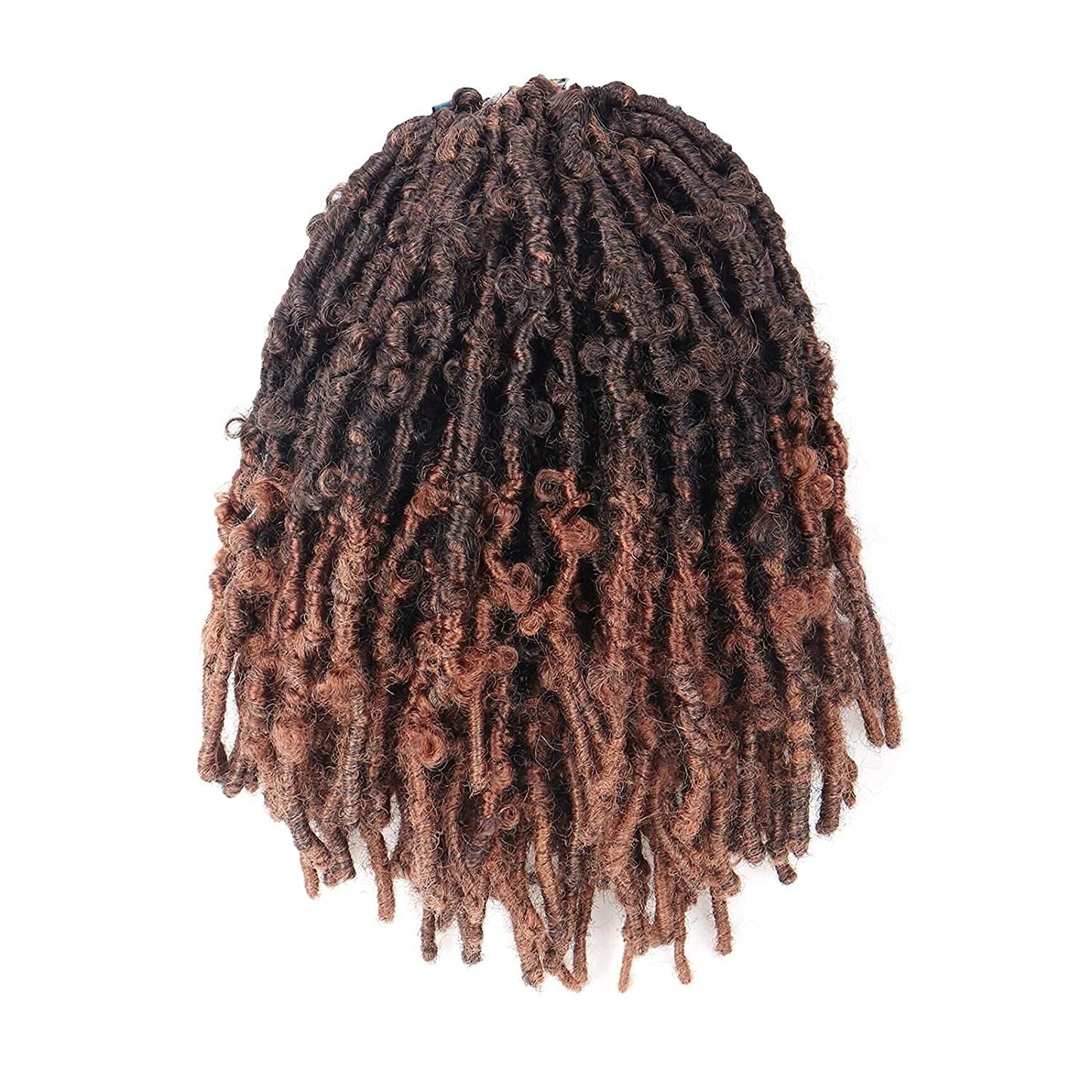 Toyotress Butterfly Locs Crochet Hair - 10 inch 7Pcs Ombre Brown Pre-twisted Distressed Crochet Braids, Short Bob Faux Locs Pre-looped Synthetic Braiding Hair Extensions (10 Inch, T30-7P)