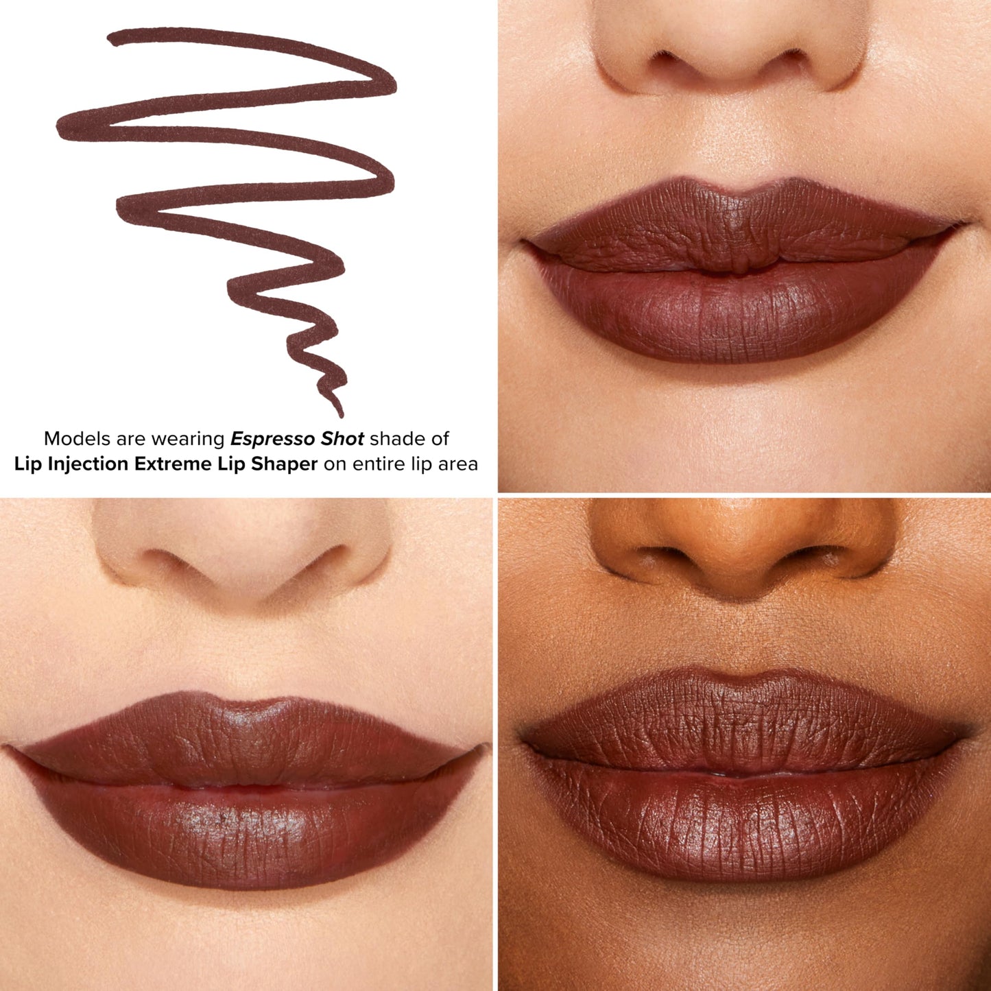 Too Faced Lip Injection Extreme Lip Shaper | Plumping, Waterproof, Liner Pencil, 0.01 Ounce, Espresso Shot