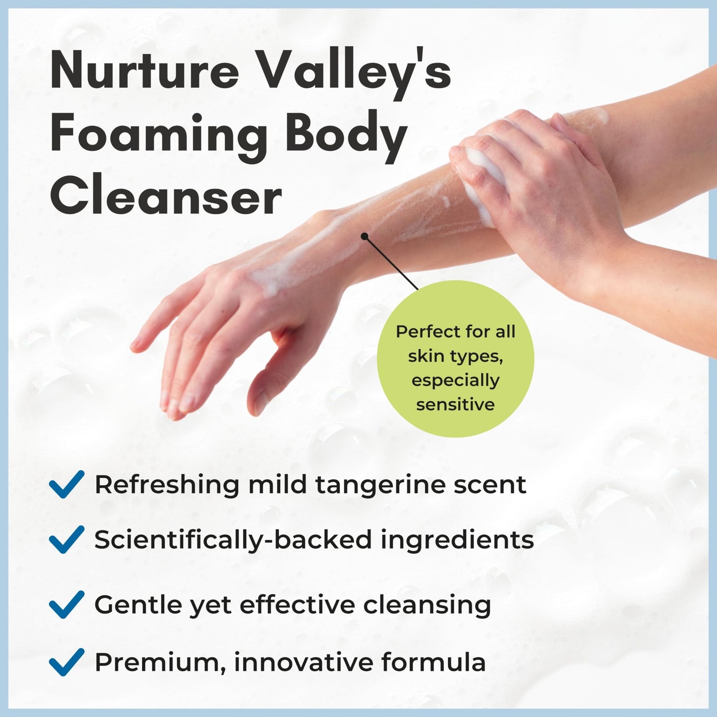Nurture Rinse Free Waterless Foaming Cleanser for Women, Camping, Elderly & Hospital Care | No Rinse Body Wash with Aloe for Sensitive Dry Skin | Moisturizing & Gentle Cleanser