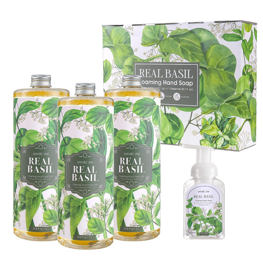 ROMIIE ZOI Foaming Hand Soap Refill Set, Basil,3 Pack,33.8 fl oz