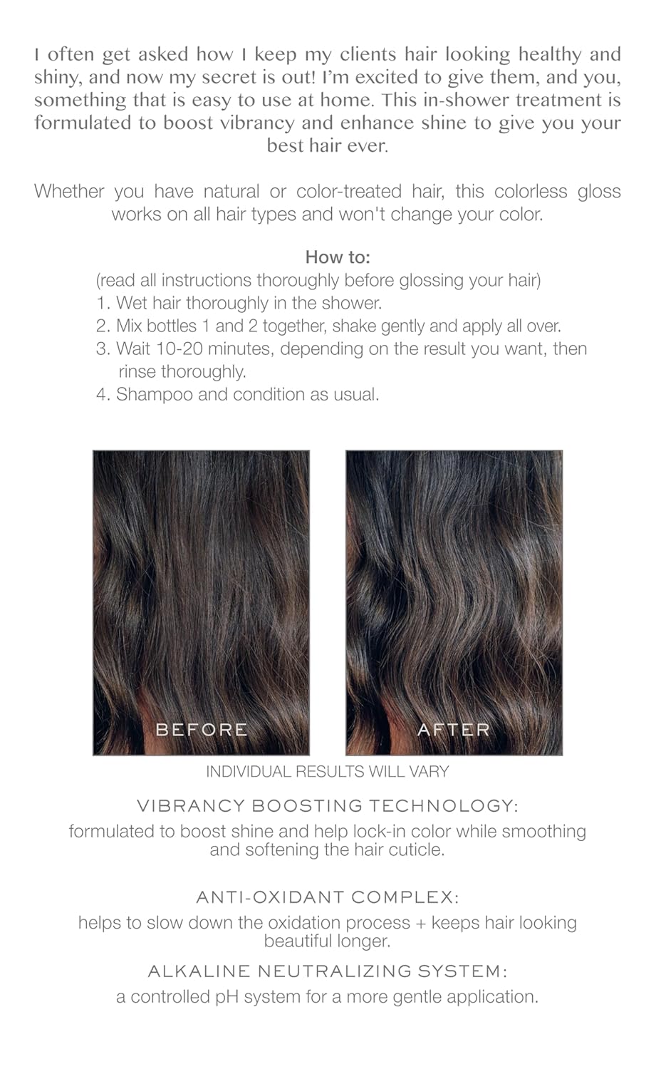 Kristin Ess Hair Crystal Quartz Gloss - Shine Boosting Treatment for All Hair Types | Vegan & Paraben-Free