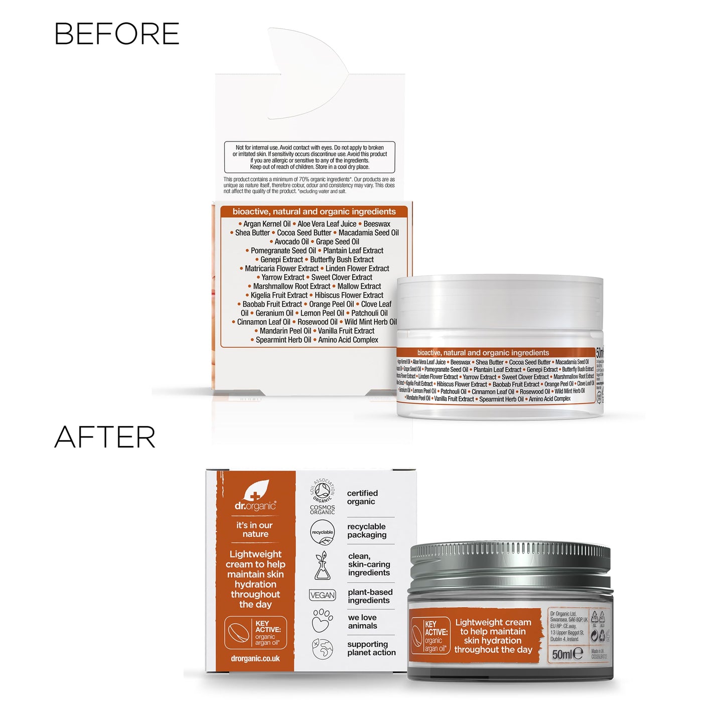 Dr. Organic Moroccan Argan Oil Day Cream | Nourishing Day Therapy Cream, For Normal to Dry Skin, Revitalizing, Vegan, Certified Organic, Curelty-Free, Paraben & SLS-Free, 50 mL / 1.7 fl oz