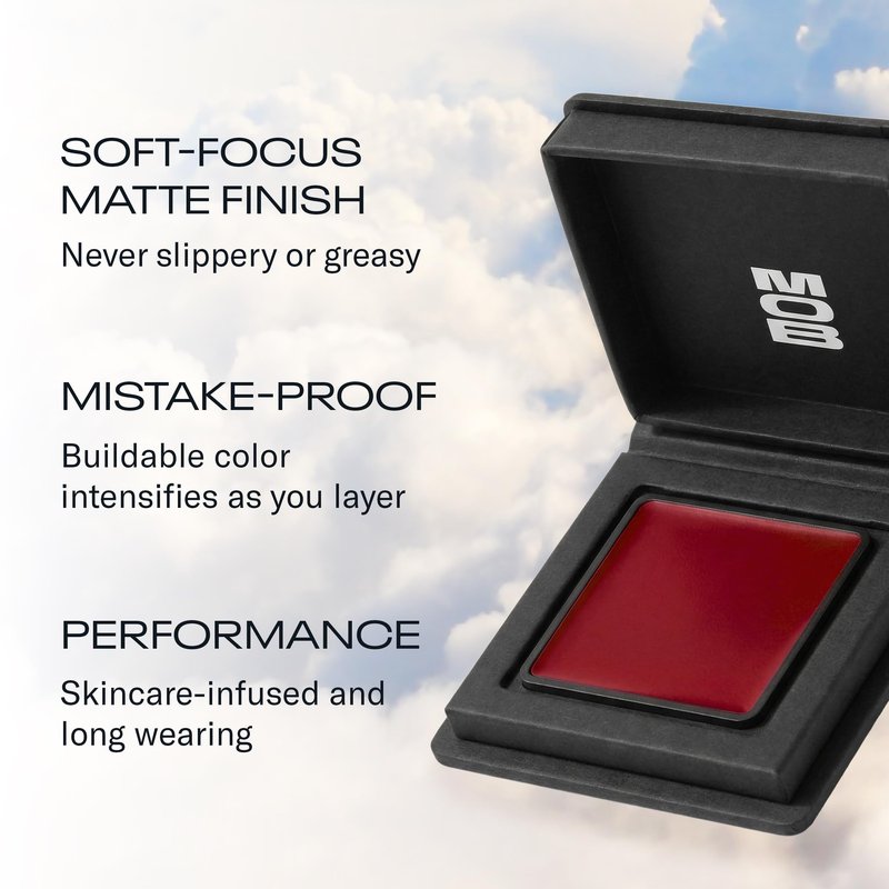 MOB Beauty Cream Clay Blush, Crimson Crush, Buildable Skincare-Infused Long Wearing, Blurring Soft Matte Color for Cheeks in Recyclable Compact, Vegan, Cruelty Free
