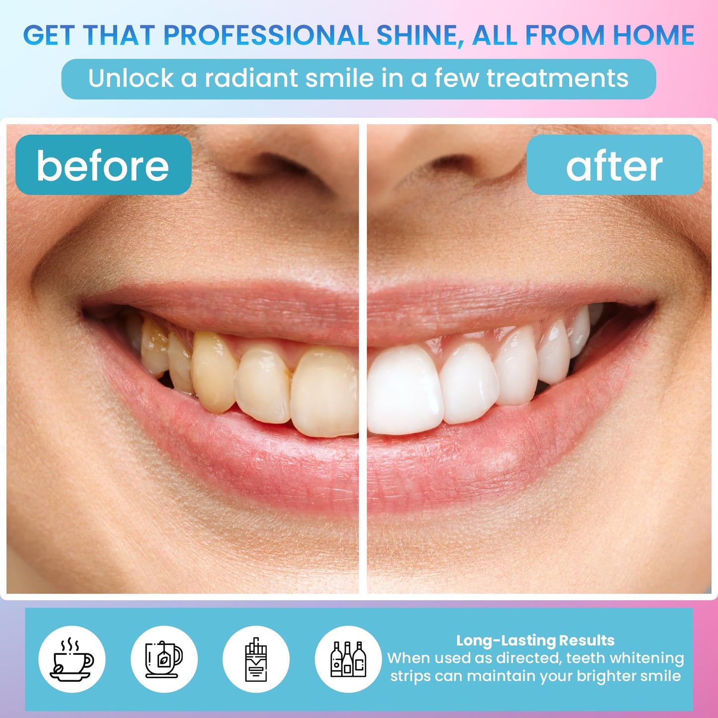 ORACRISP Teeth Whitening Strips 14 Treatments (28 Strips) - Deep Stains Removel - Enamel Safe Whitening Strips - Instant Teeth Whitening Strips