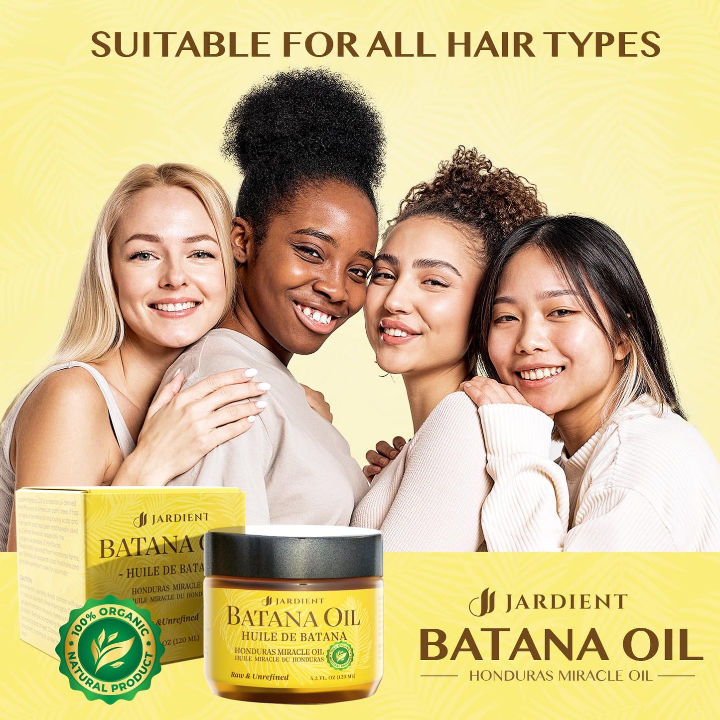 Jardient Raw Batana Oil for Hair Growth: Dr Sebi Organic Batana Oil from Honduras - 100% Pure & Natural - Promotes Thicker & Stronger Hair for Men & Women (4 OZ)