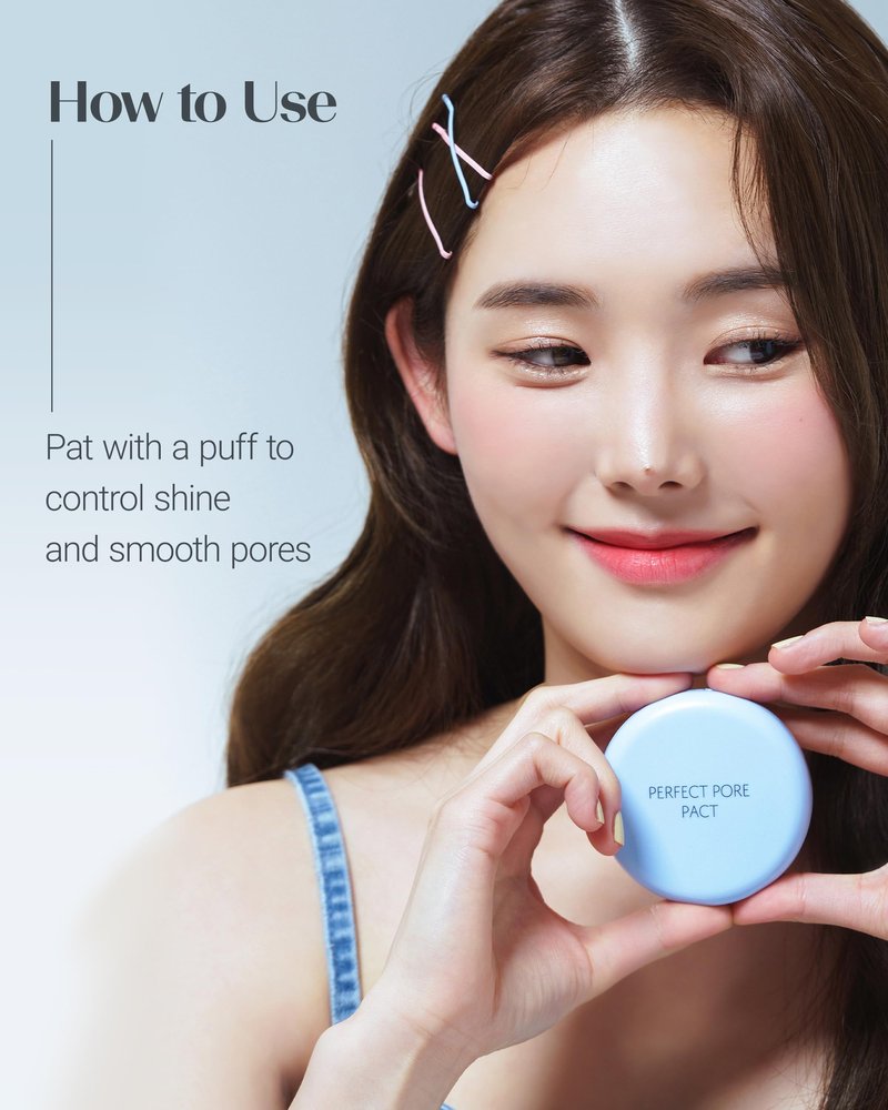 THESAEM Saemmul Perfect Pore Pact - Sebum Control Face Powder for Oil Absorption & Makeup Setting - Pore Blurring Pressed Compact Smooth Matte Finish - Korean Makeup Finishing Powder, 0.37 oz.