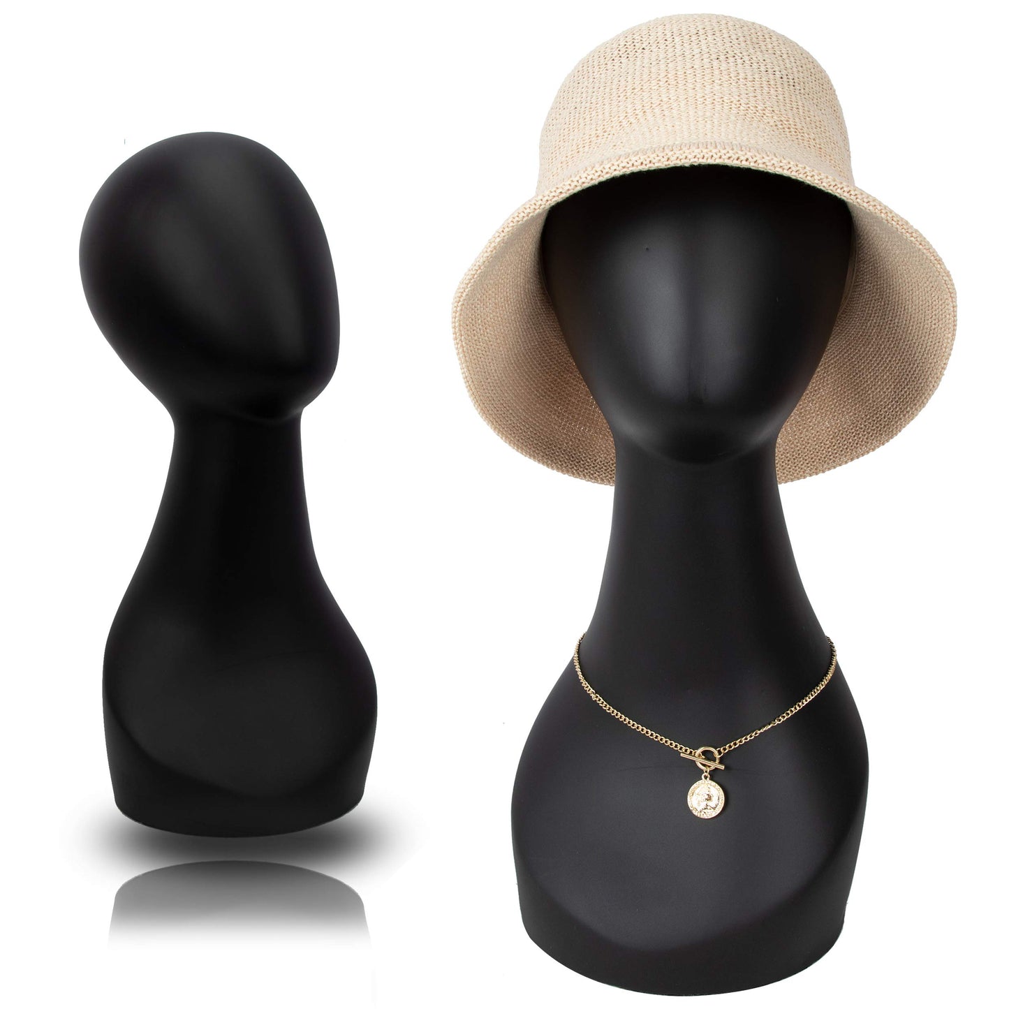 A1 Pacific Mannequin Wig Head Shoulder Female Male Bust Display Hair Hat Mask AB-W (Matte Black)