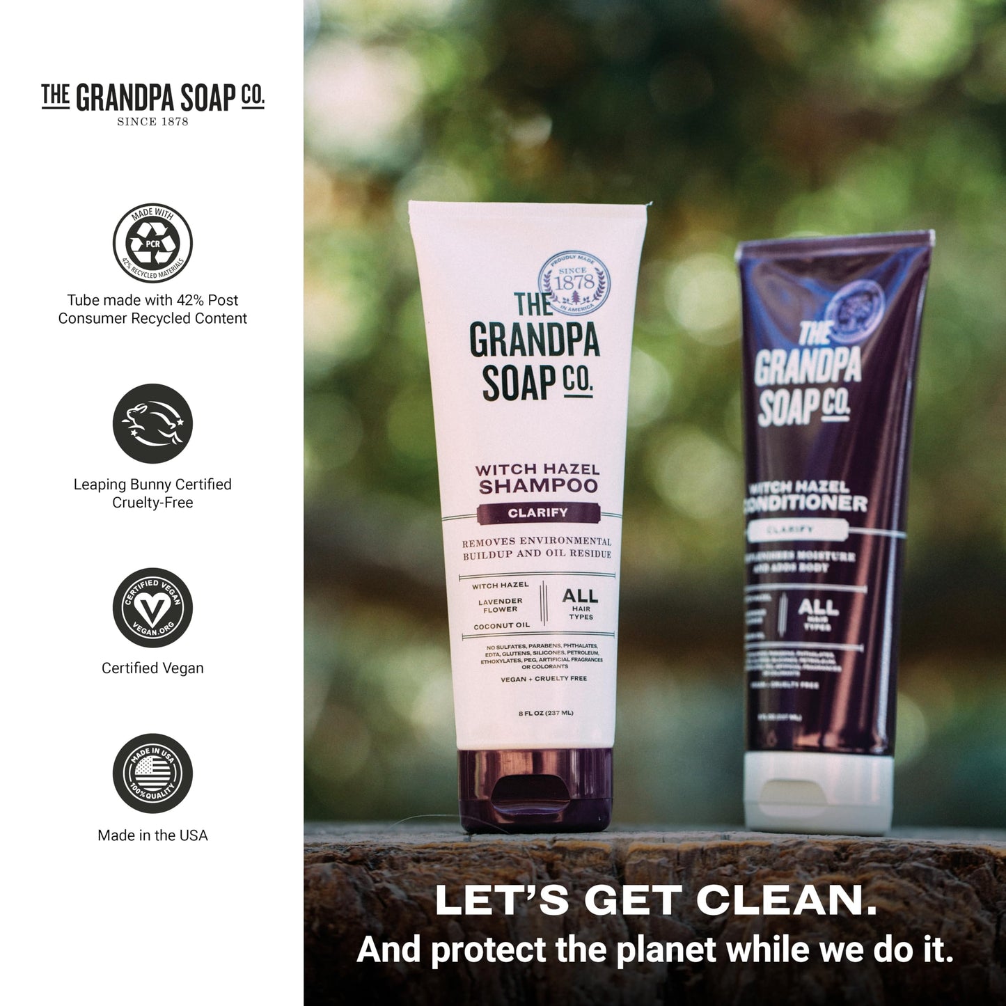 The Grandpa Soap Company Witch Hazel Shampoo Vegan & Cruelty Free | Witch Hazel, Lavender Flower & Coconut Oil | All Hair Types | 8 Fl. Oz. Tube