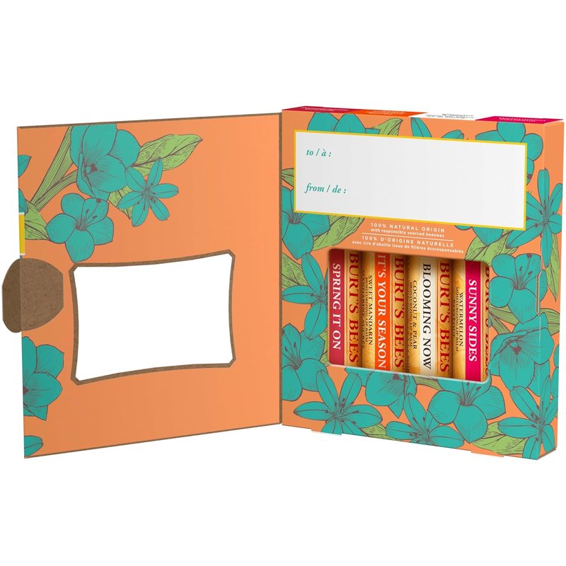 Burt's Bees Lip Balm Gift Set - Natural Pomegranate, Watermelon & Coconut Flavors | 4 Tubes, 0.15 oz Each