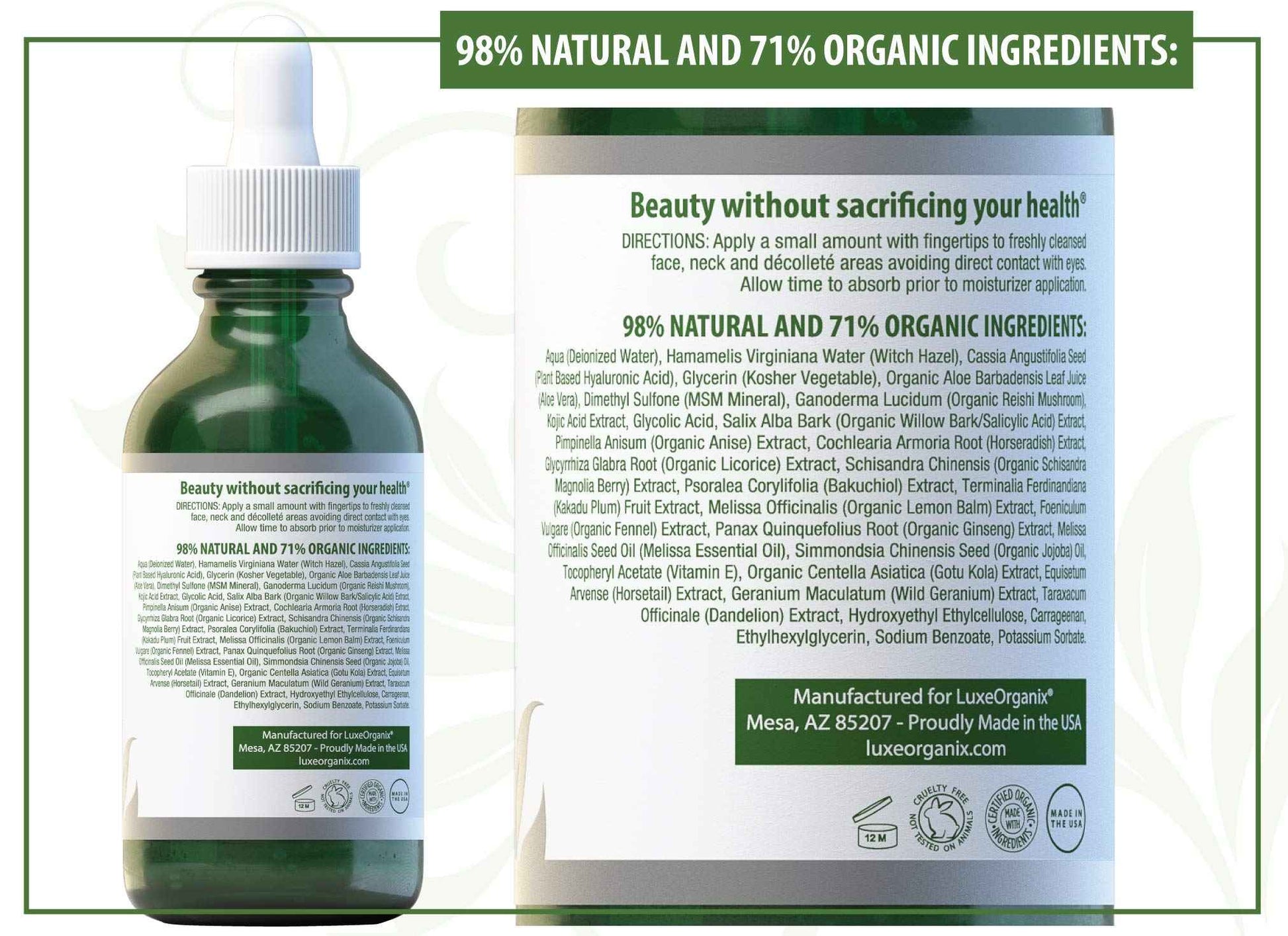 Vitamin C Serum For Face With Hyaluronic Acid: Brightening Treatment & Dark Spot Remover For Face Reduces Blemishes & Wrinkles (2oz)