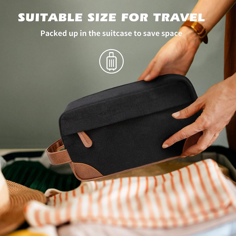 Vorspack Toiletry Bags - Water Resistant Canvas Dopp Kit for Men | 2 Pack Travel Shaving Bag with Large Capacity