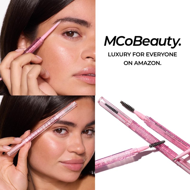 MCoBeauty XtendBrows Shape & Sculpt Brow Pencil - Medium To Dark - Natural Look Eyebrow Filler Pen with Triangle Tip & Spoolie - Long-Wearing Definer for Fuller Natural Brows - Vegan & Cruelty Free