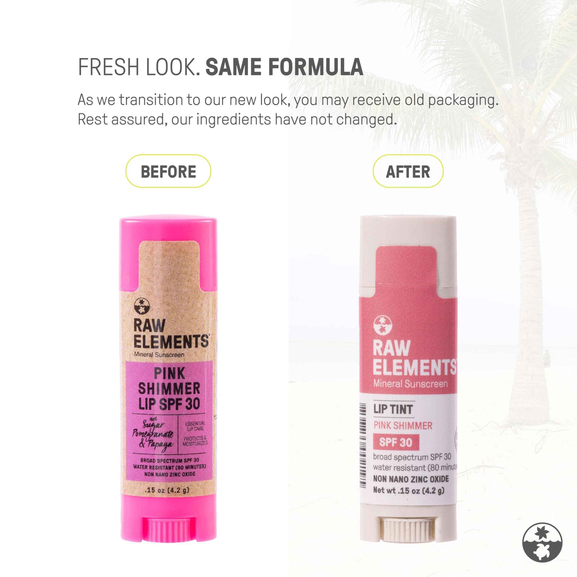 Raw Elements Organic Pink Lip Shimmer Zinc Oxide SPF 30+, 0.15 oz (Pack of 3)