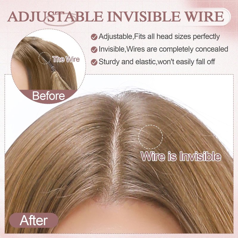 SEGO Pro Halo Hair Extensions Real Human Hair Wavy Invisible Wire Hairpiece Adjustable One Piece With 2 Secure Clips For Women to Add Length,12inch Gold Blonde Mixed Bleach Blonde,55g