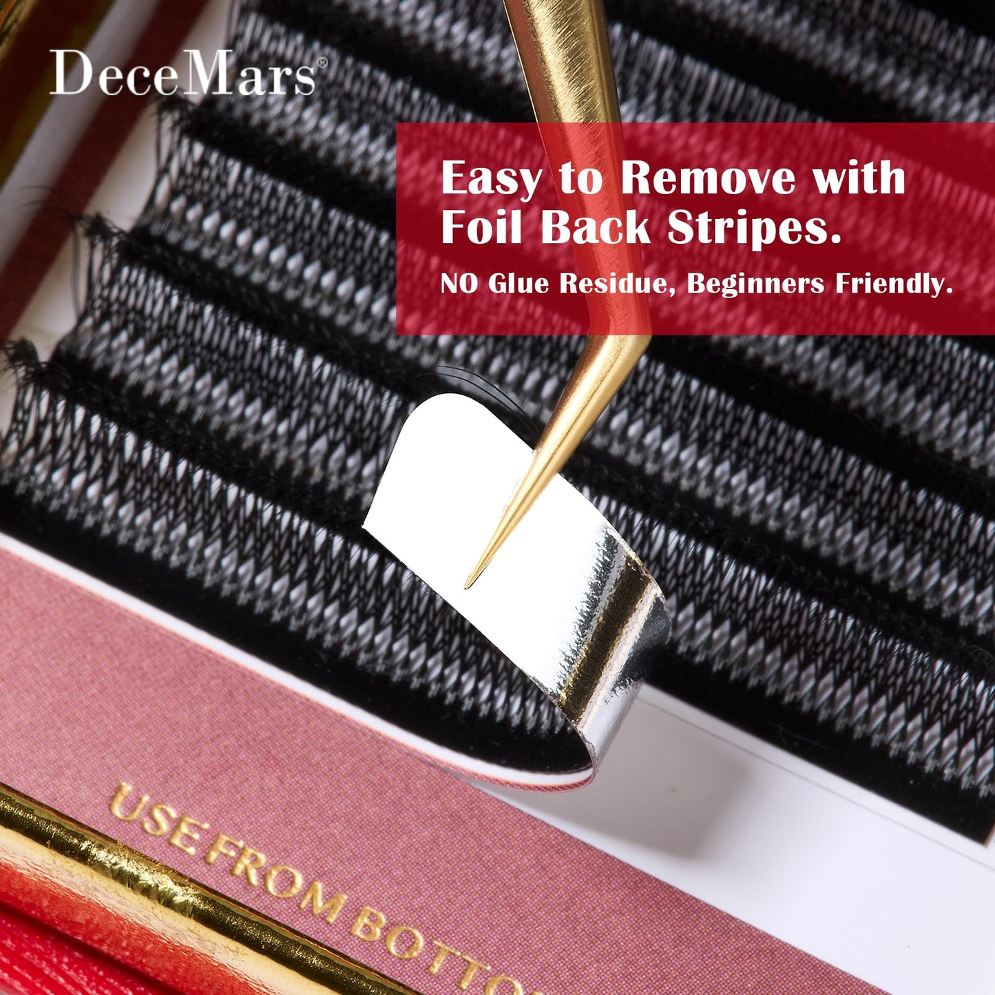 DeceMars 10D U Shaped Eyelash Extensions Easy Fans Double Tips 5D Russian Volume Crisscross Eyelashes Natural Soft YY Lash Extensions Handwoven Mesh Wispy Clusters Matte Black-0.07mm-D-8-15mm Mix
