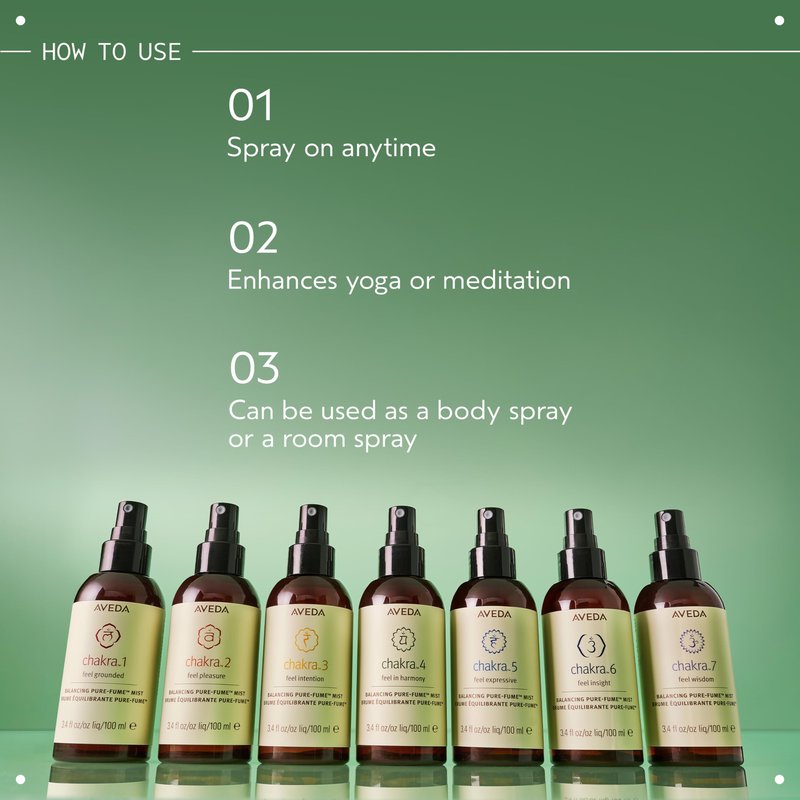 Aveda Chakra 1 Balancing Pure-Fume Mist: Grounded | Body & Room Spray | Balances Root Chakra | With Certified Organic Olibanum, Vetiver, Patchouli, 3.4 Fl Oz