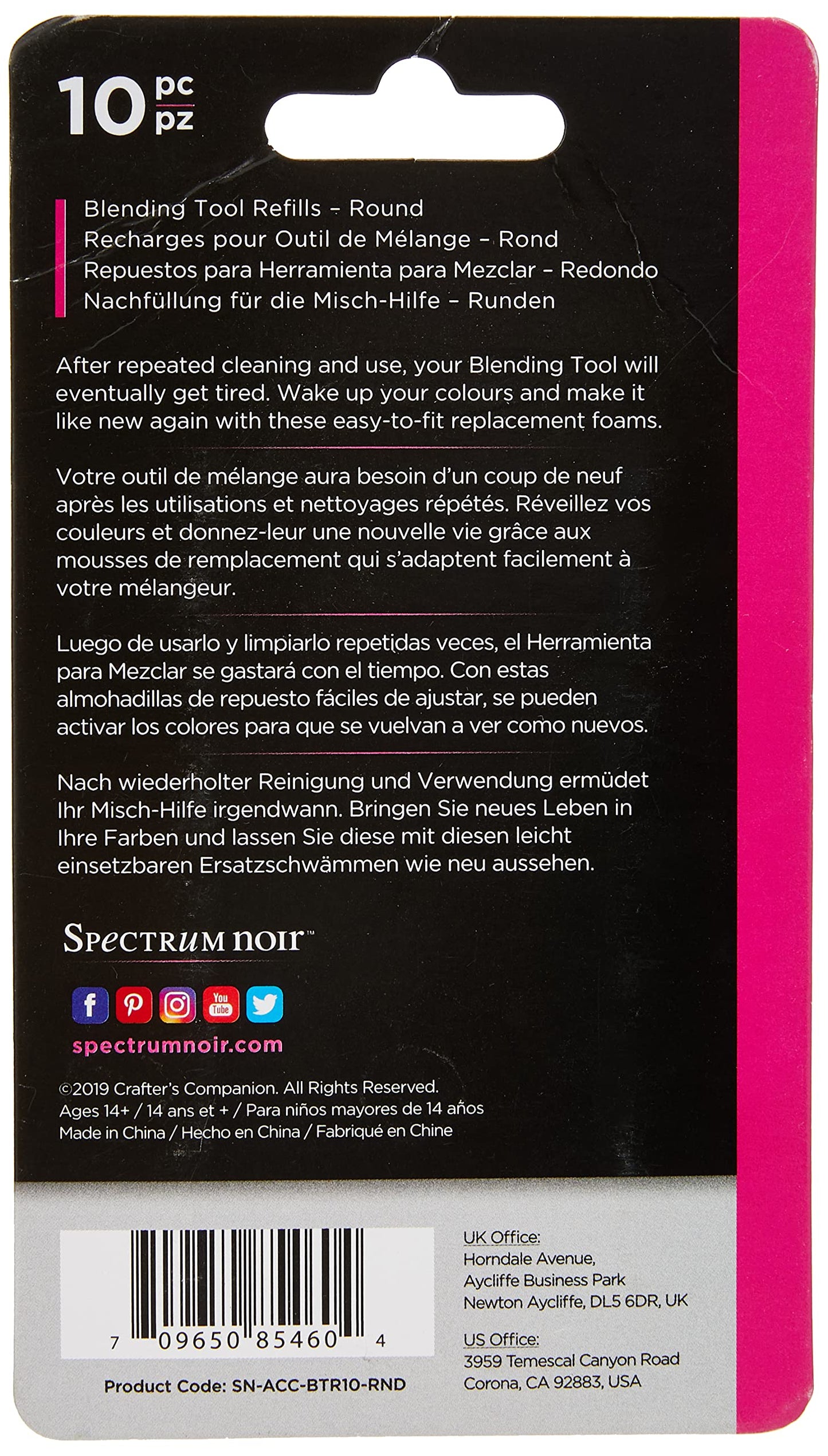 Spectrum Noir Blending Refills-Round 10PC Mixed Media Tool, White