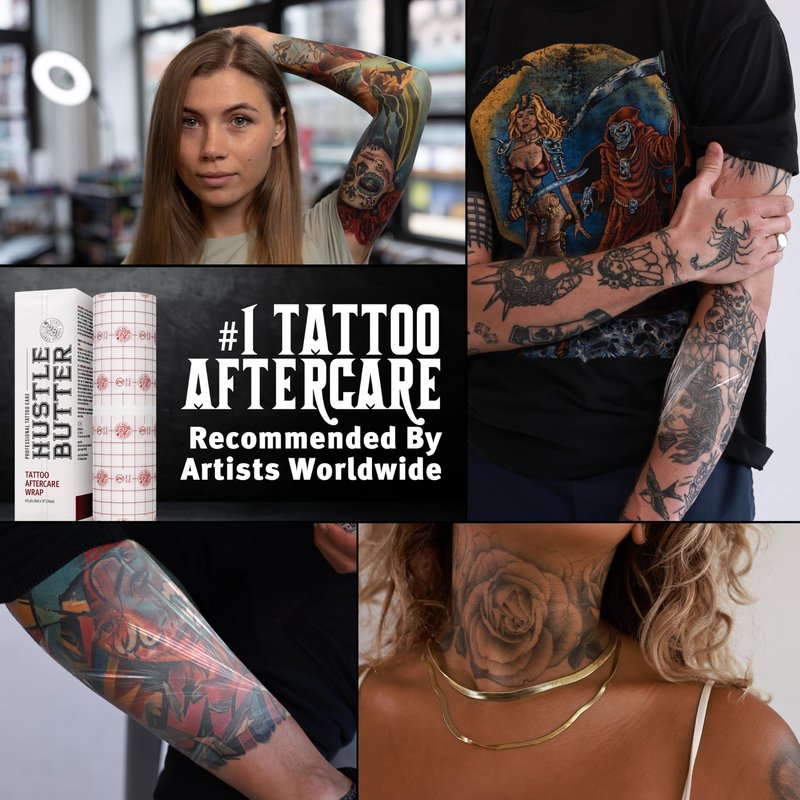 Hustle Butter Second Skin Tattoo Wrap - 7.9 Inches x 8.8 Yards - Transparent Adhesive Roll - Easy Removal, Mess-Free Body Art Wrap - Breathable & Latex-Free - Professional Size Tattoo Aftercare