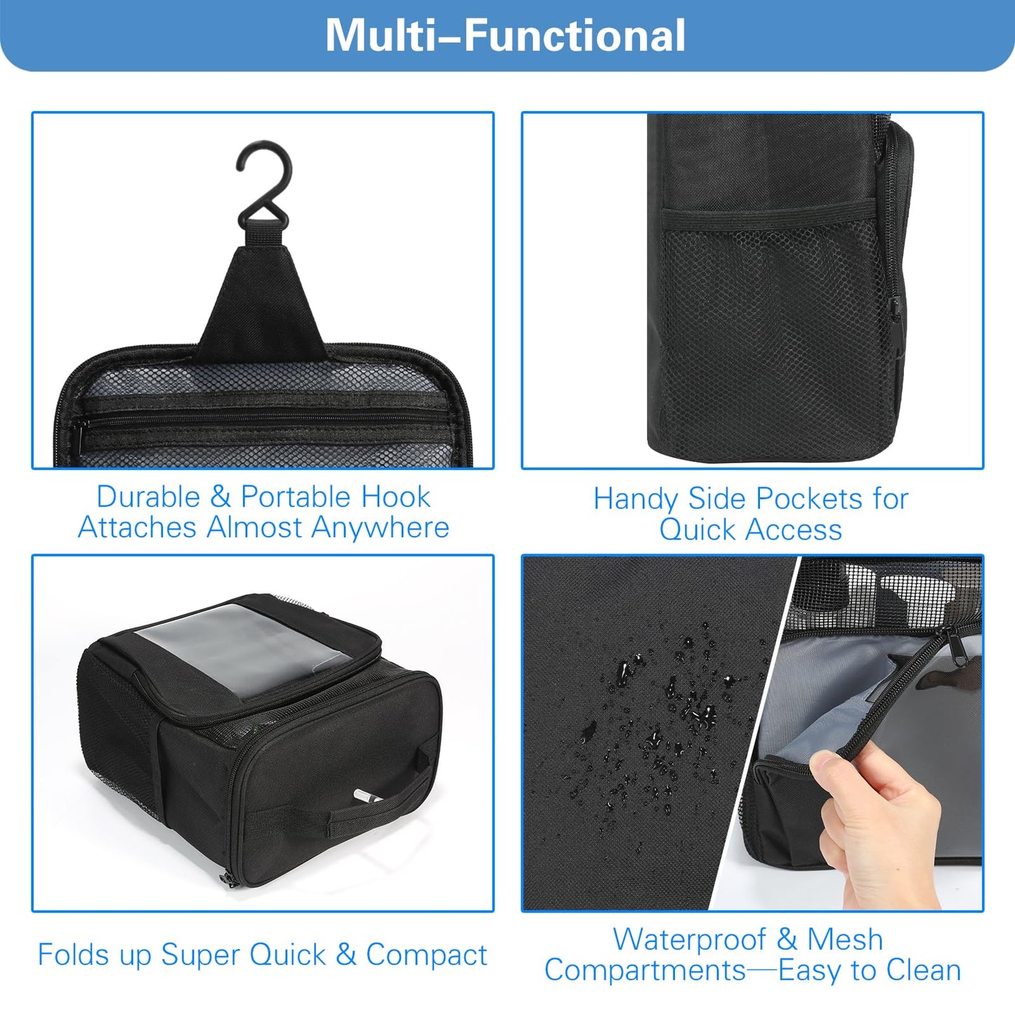 Hanging Toiletry Bag for Traveling Women & Men - Large Capacity Shower Caddy Bag for Makeup and Toiletries，Water-resistant Makeup Cosmetic Bag for Accessories, Shampoo, Full-size Container, Toiletries