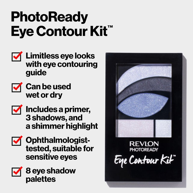 Revlon PhotoReady Eye Contour Kit, Eyeshadow Palette with 5 Wet/Dry Shades & Double-Ended Brush Applicator, Pop Art (535), 0.1oz
