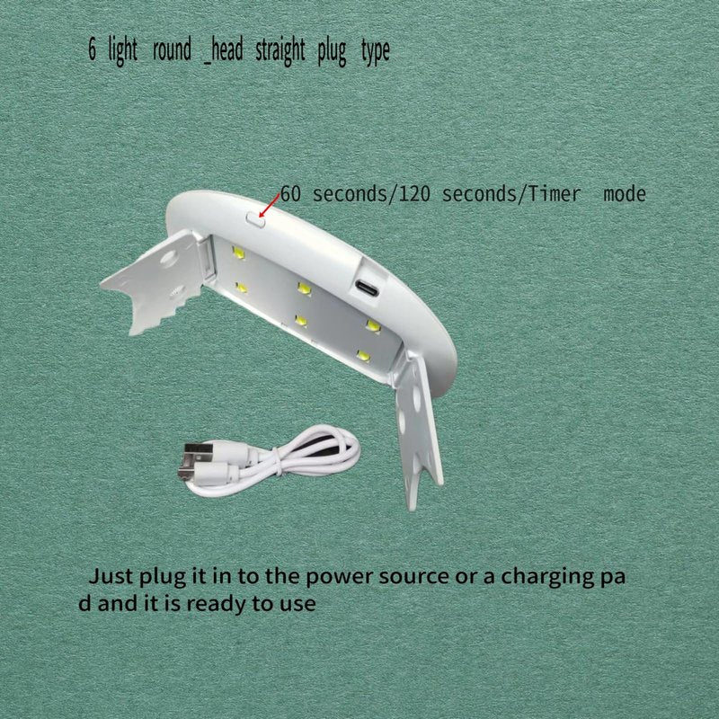 LED Nail Light for Gel Nail Stickers - Max 6W, 2 Timers (60s/120s), Portable Light for Curing Gel Nail Art, Gel Stickers