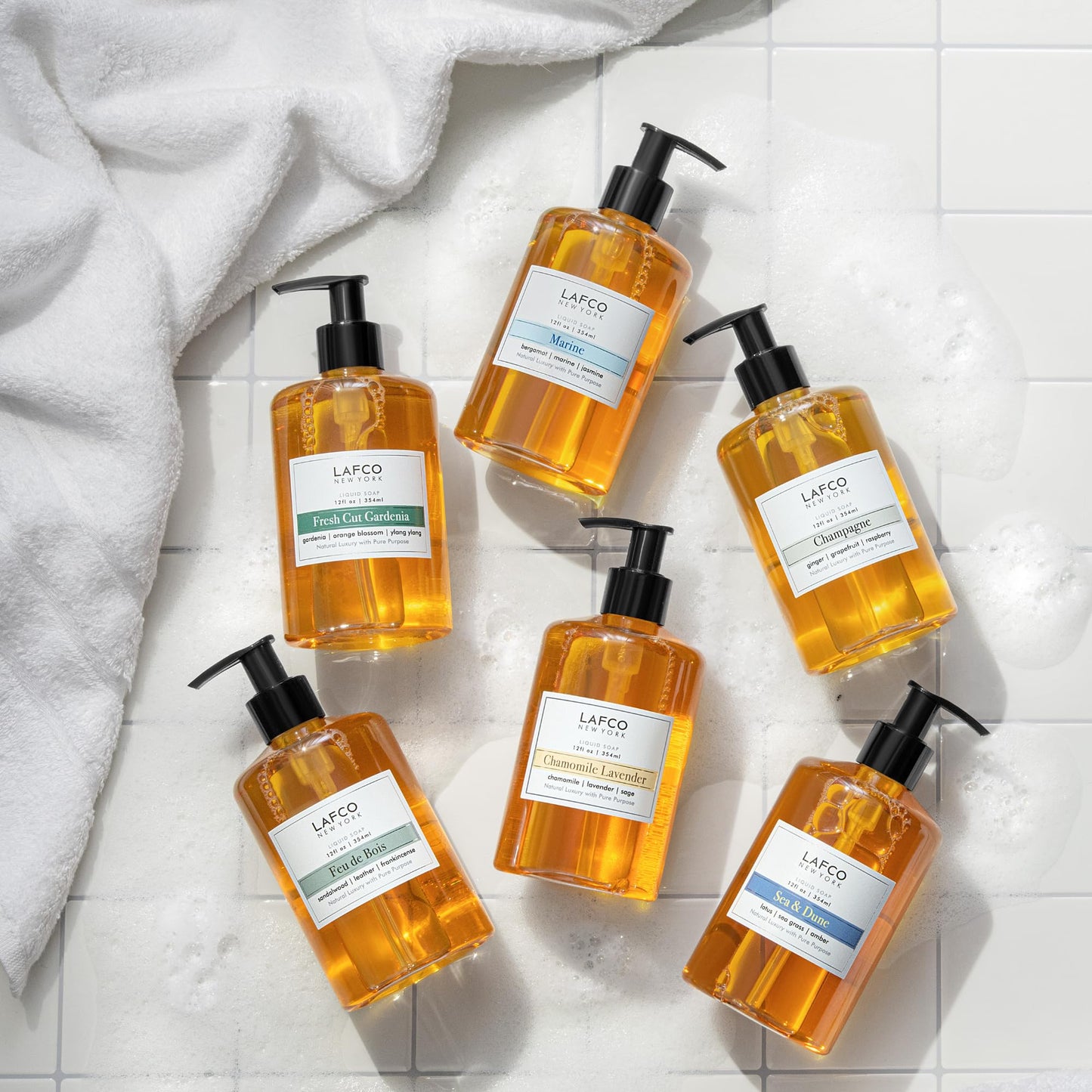 LAFCO NEW YORK Liquid Soap, Chamomile Lavender - 12 oz - Regenerates, Protects & Moisturizes - All Skin Types - Hypoallergenic, Synthetic Free & Cruelty Free - Made in Italy