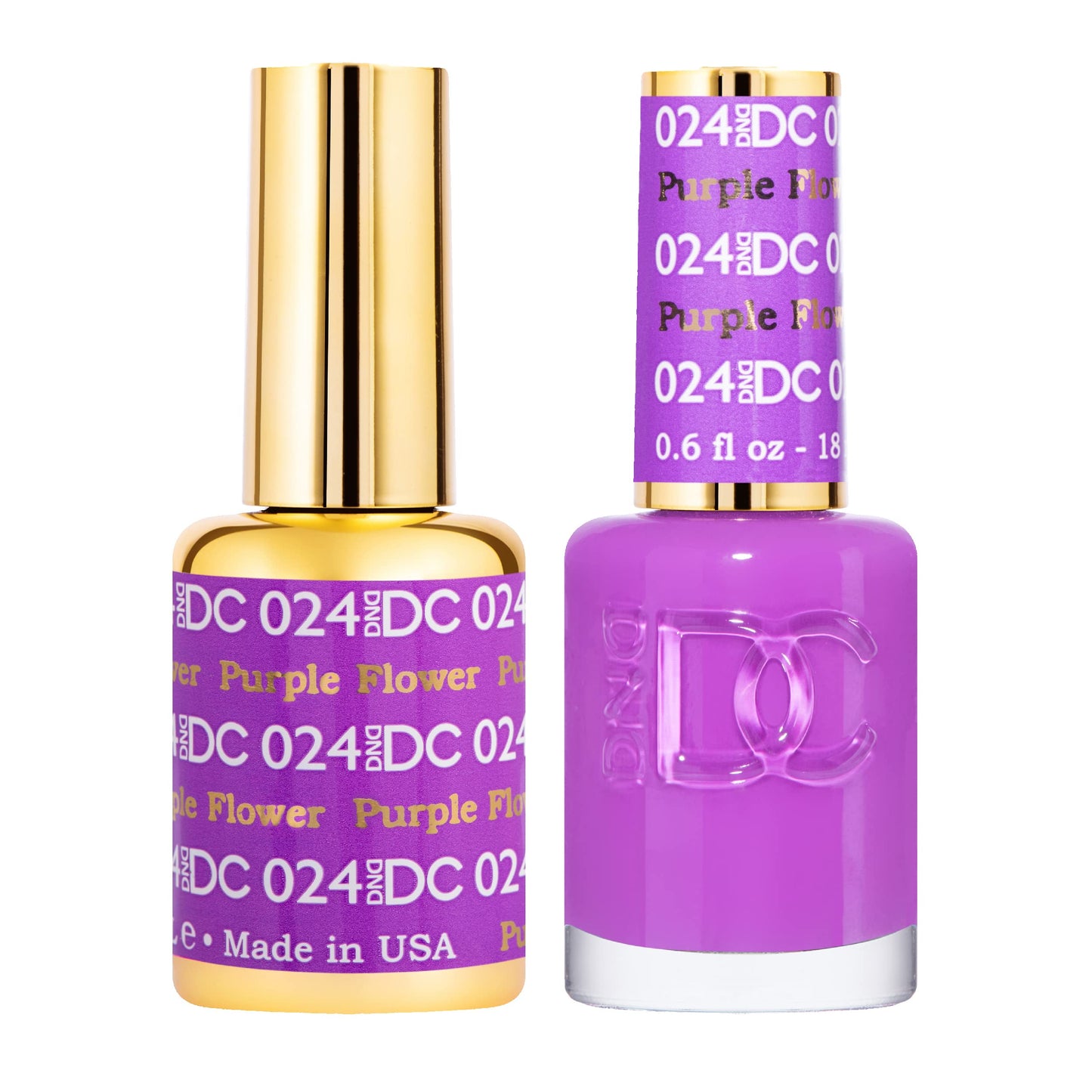DND DC Gel Polish Set, Purple Collection, UV/LED Gel Polish and Air Dry Nail Lacquer, Matching Chip-Free Polish Duo, 024 Purple Flower, 0.5 Fl Oz