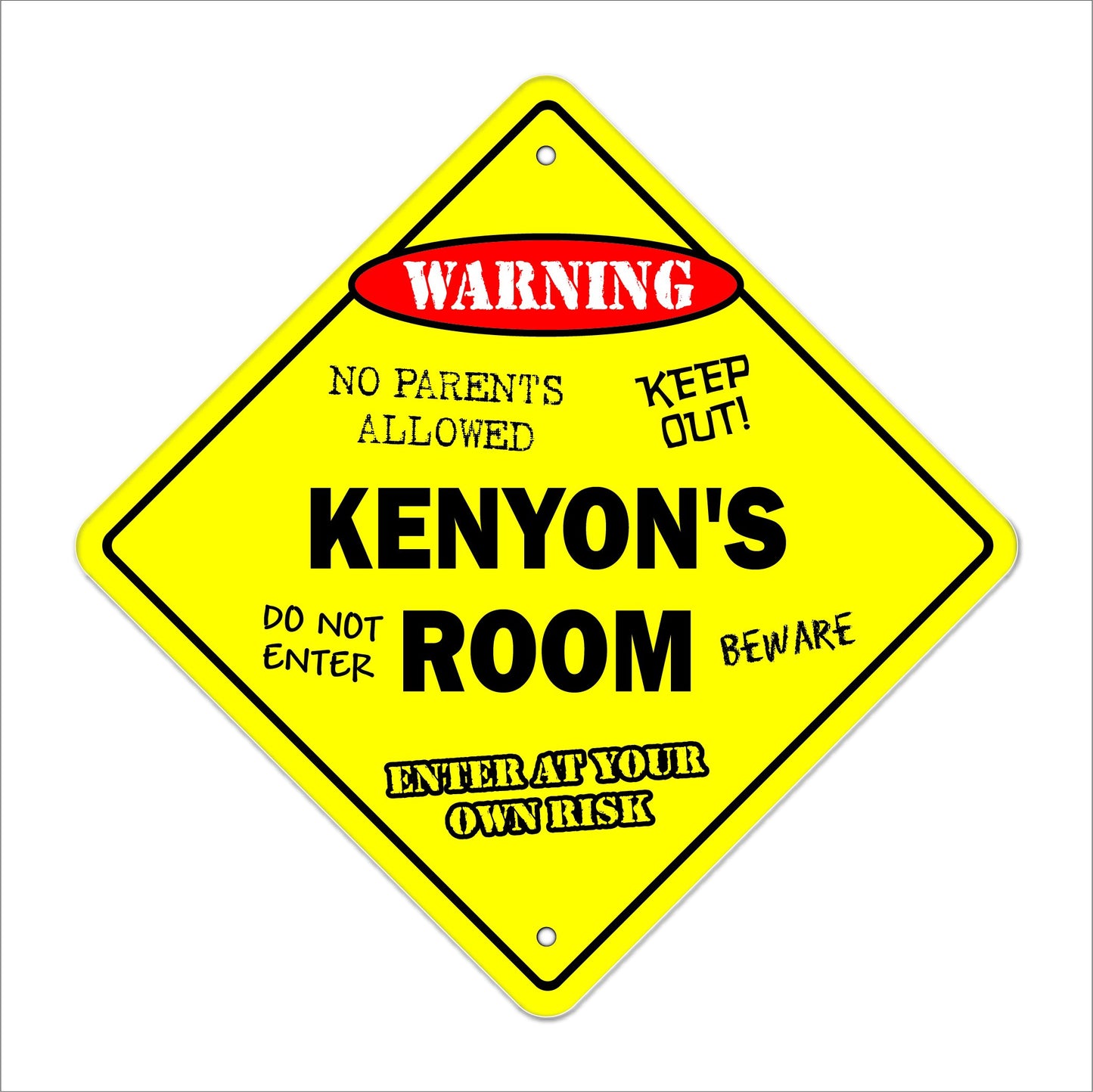 Kenyon's Room Sign Crossing Zone Xing | Indoor/Outdoor | 12" Tall Kids Bedroom Decor Door Children's Name boy Girl