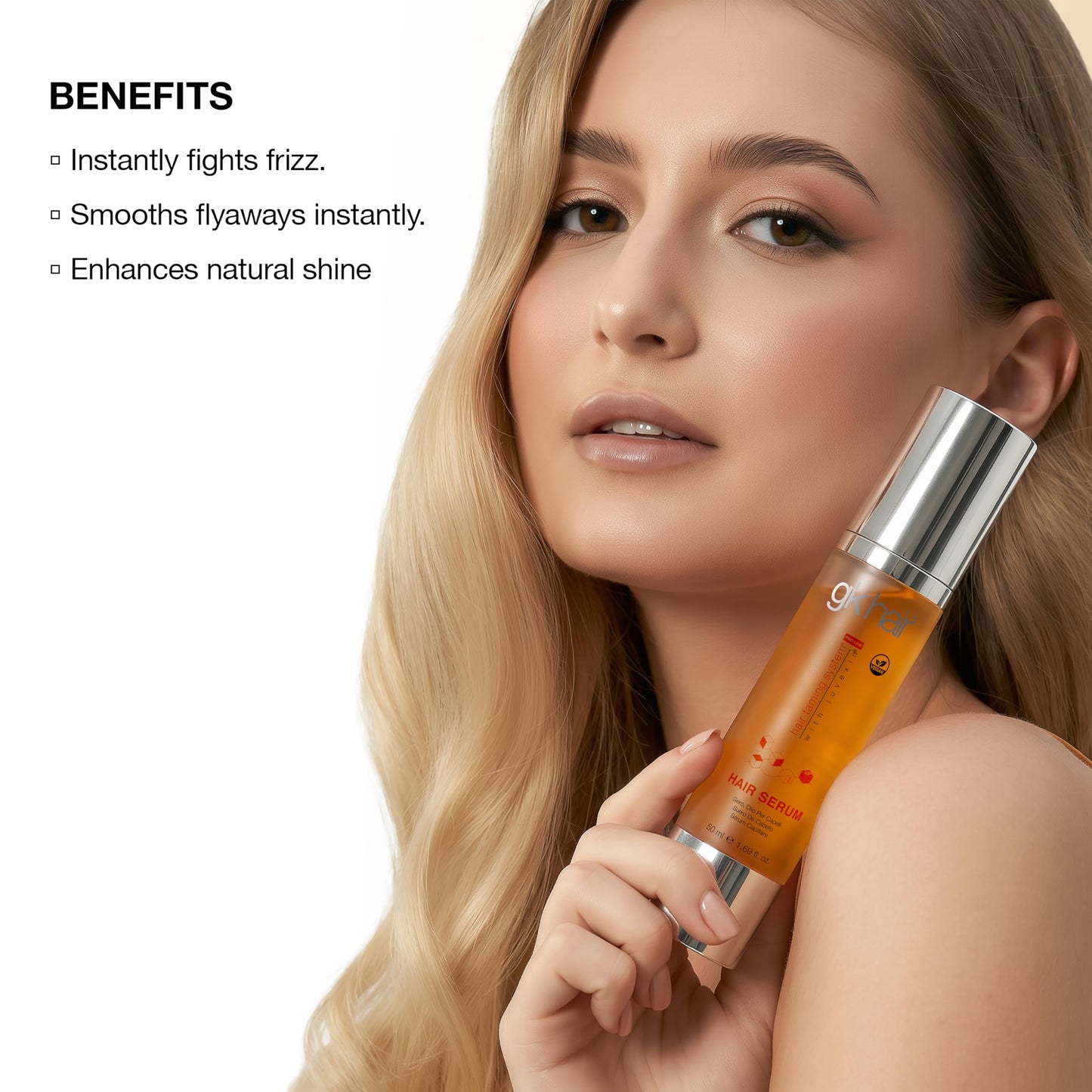 GK HAIR - Hair Oil Serum 1.69 Oz - Smooth Frizz Control & Shine Enhancement - Dry, Frizzy, Damaged & Dull Hair - Argan Oil Hair Serum with Plant Based Protein and Natural Silicones Lightweight Finish