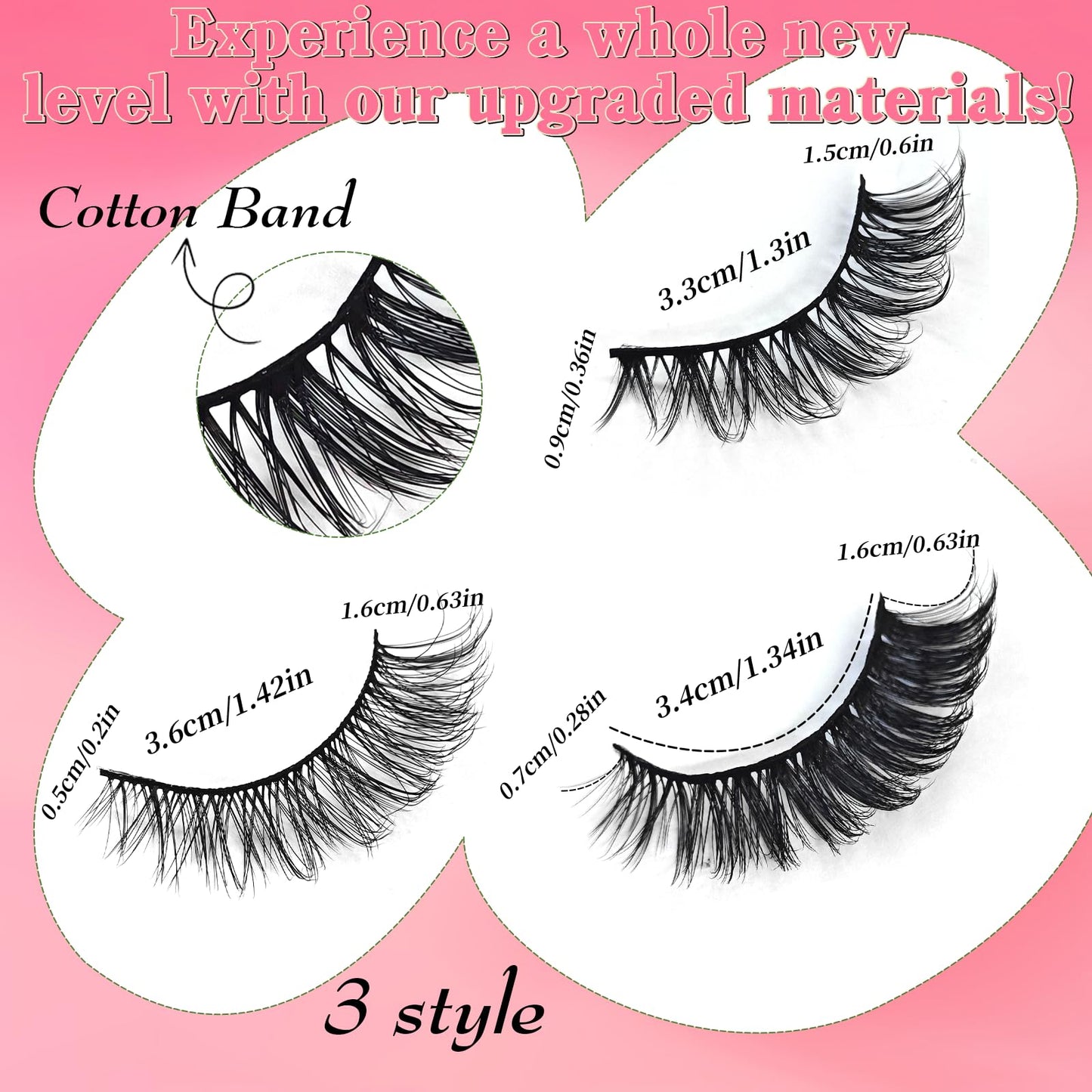 Royaomis 21 Pairs Russian Strips Lashes 12-18mm Wispy Fake Lashes that Look Like Extensions D Curl Lash Strips 3 Styles Natural False Lashes Mink(R-21)