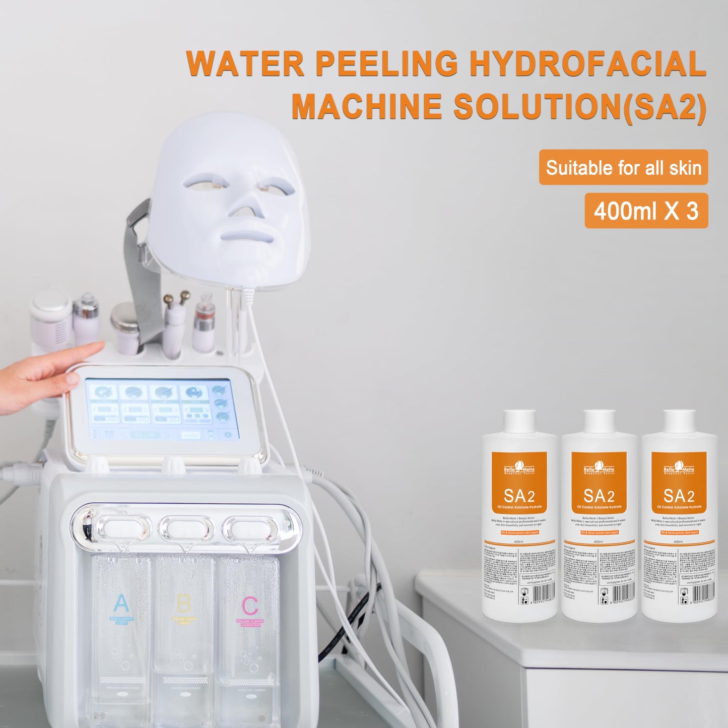AS1 SA2 AO3 Aqua Peeling Solution Skin Care Aquapeel Serum for Facial Dermabrasion Machine Cleansing and Moisturizing 400ml/14.1Fl.oz Set of 3 Bottles SA2 Elitzia ETSA02