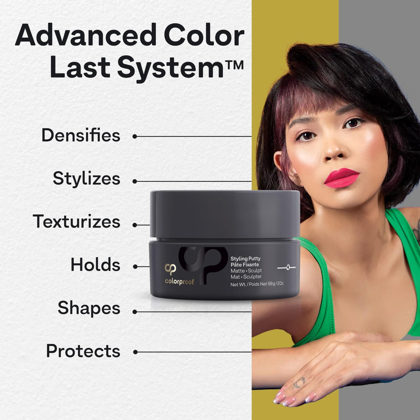 Colorproof Styling Putty 2 Fl. Oz. with Color and Heat Protection, Black Currant, Jasmine & Peach Scent, Firm Hold Hair Putty with Matte Finish