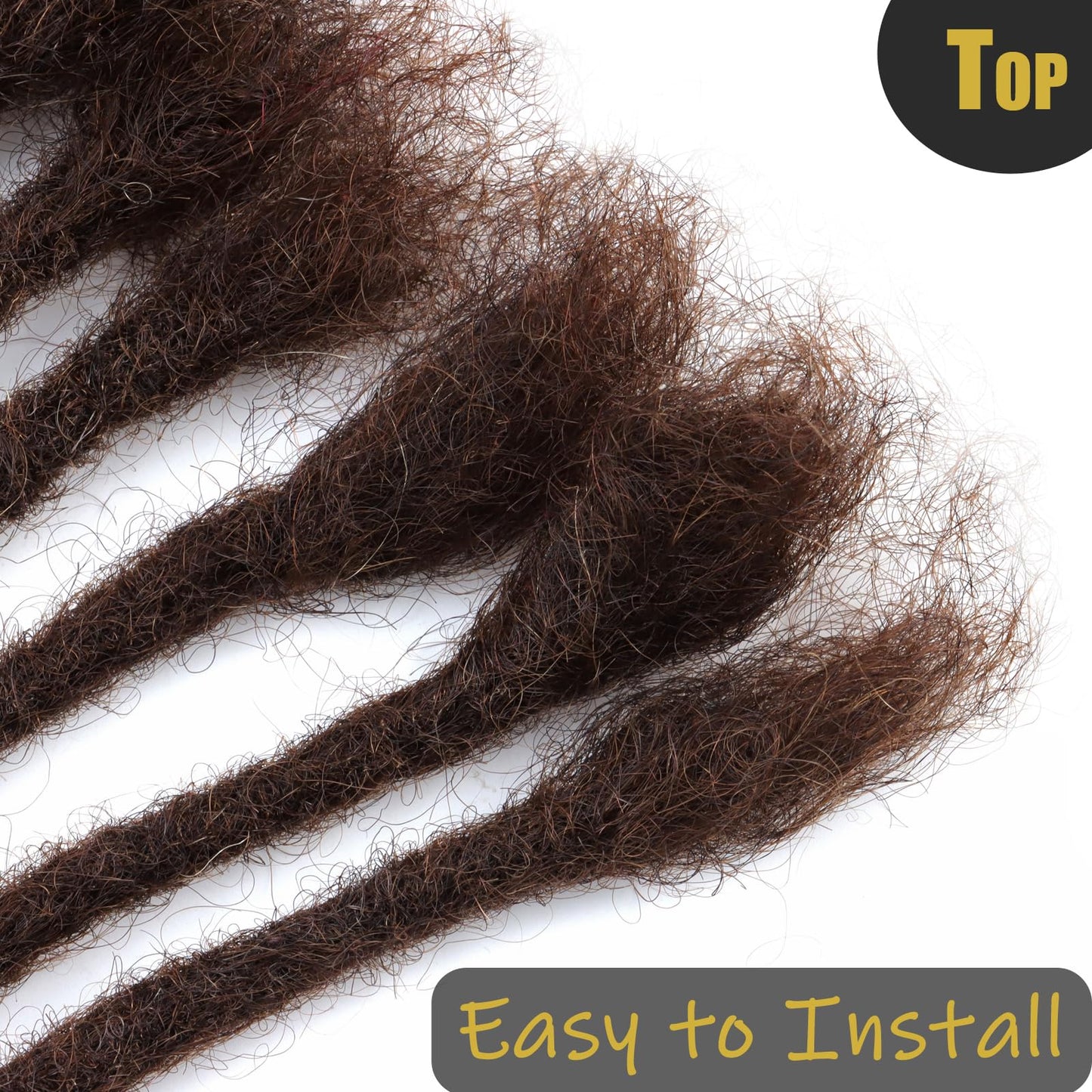 IXIMII #4 Dreadlock Extensions Human Hair 0.8 cm 8 inch 20 Strands Chocolate Brown Handmade Permanent locs with Needles and Comb Real Human Hair Dreads Extensions for Women Men Kids