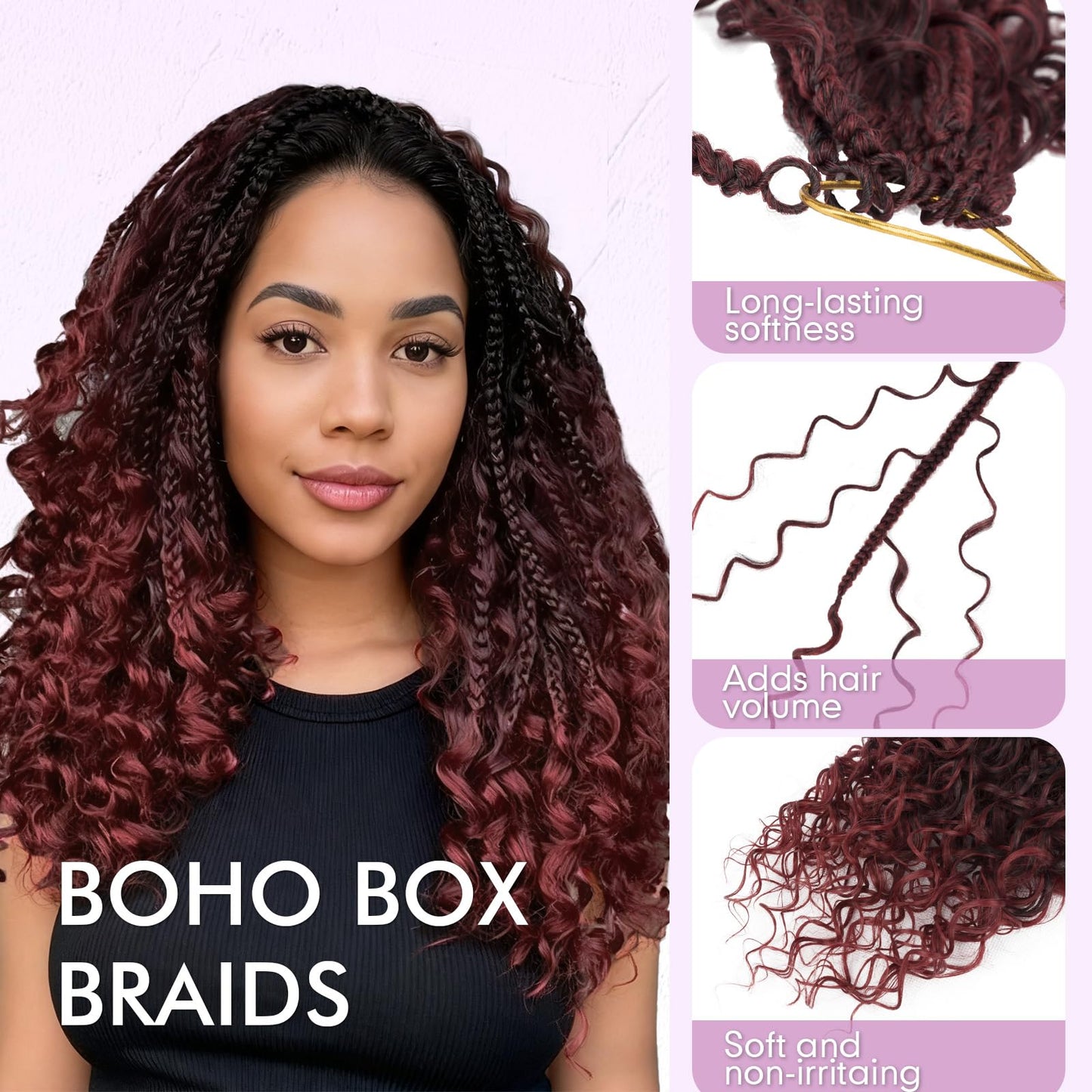 Boho Box Braids Crochet Hair for Black Women – 12 Inch Micro Pre-Looped Style, 4 Culrs Goddess Box Braids Crochet Hair with Curly Ends (12 Inch, 1B)
