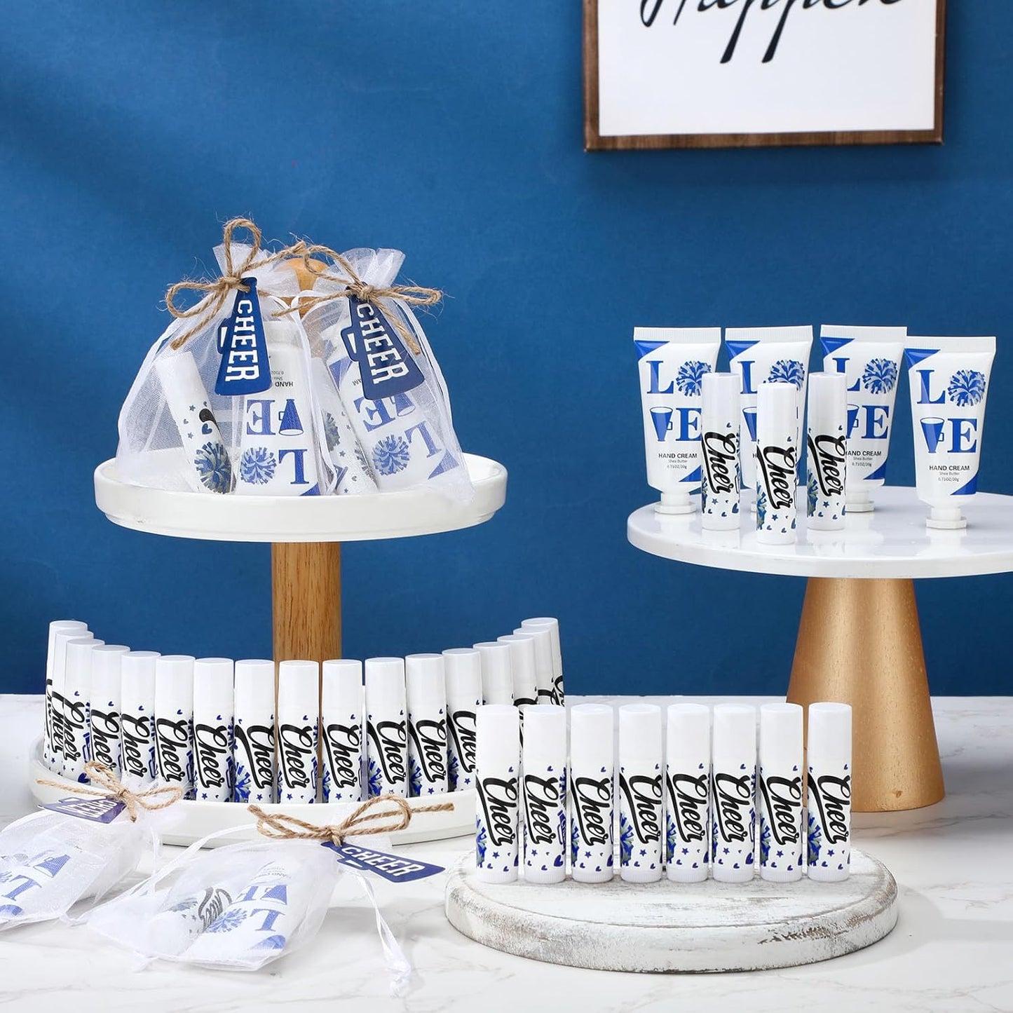 Cheer Lip Balm & Hand Cream Set - 144 Pcs Party Favors | Includes 36 Lip Balms, 36 Hand Creams, Bags & Cards
