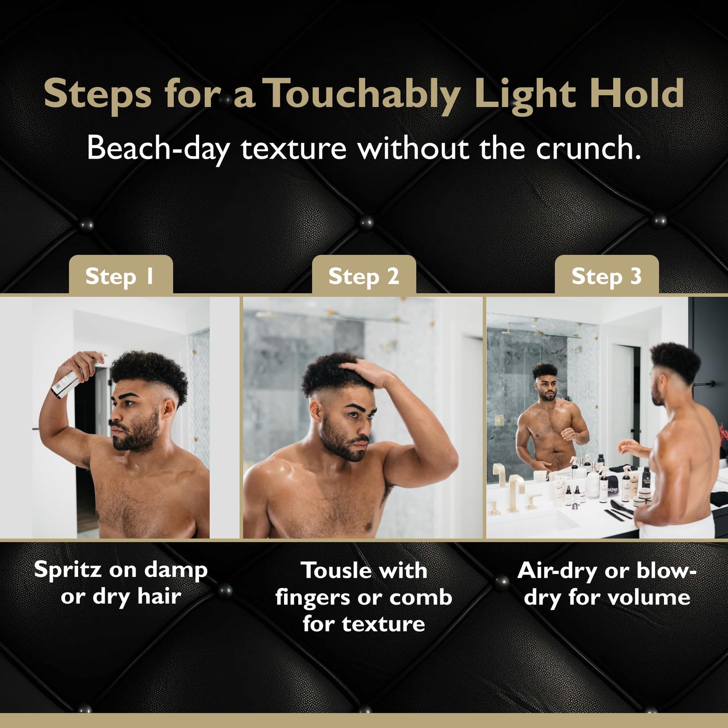 DandyMen Sea Salt Spray for Men – Texturizing & Volumizing Hair Spray for Beachy Waves, Matte Finish - Saffron Ember, 2-pack