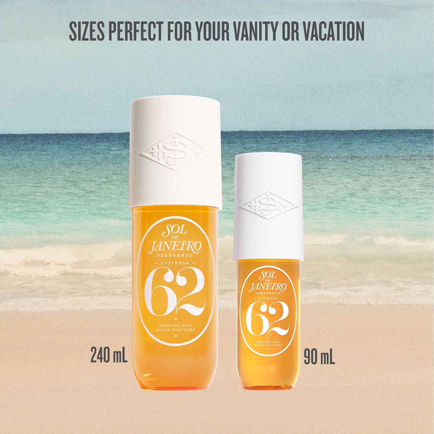 Sol de Janeiro Cheirosa Hair & Body Fragrance Mist Full Size and Travel Size Set - Home and Away Bundle - 8.1 & 3 fl oz Duo (Cheirosa 62)