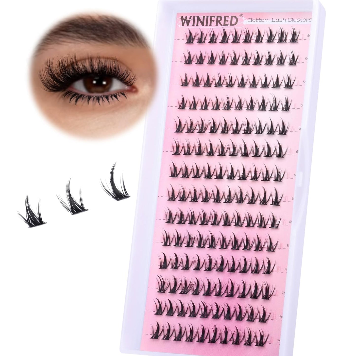 Winifred Bottom Lash Clusters Thick Volume Lower Lash Extension DIY Individual Lashes Bottom Clusters Lashes for Cluster Eyelash Extensions (168pcs)