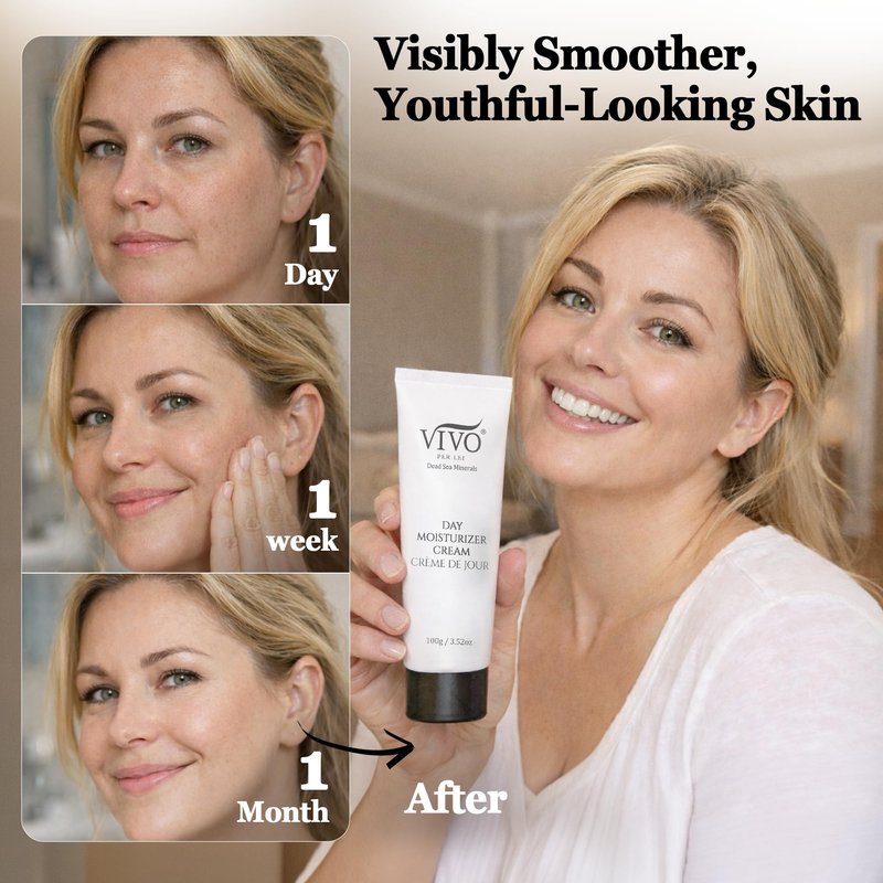 Vivo Per Lei Dead Sea Day Cream - Hydrating and Soothing - Contains Shea Butter - Anti Aging Moisturizer Face Cream for Women - Lightweight - Non Greasy - For Daily Use - 3.4 Fl Oz - Pack of 4